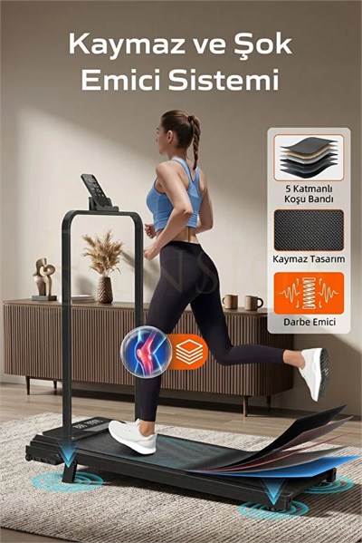 Yeni Nesil Bluetoothlu Koşu Bandı Müzik Çalarlı 10-12 KM Hız 2 HP Kumandalı Band