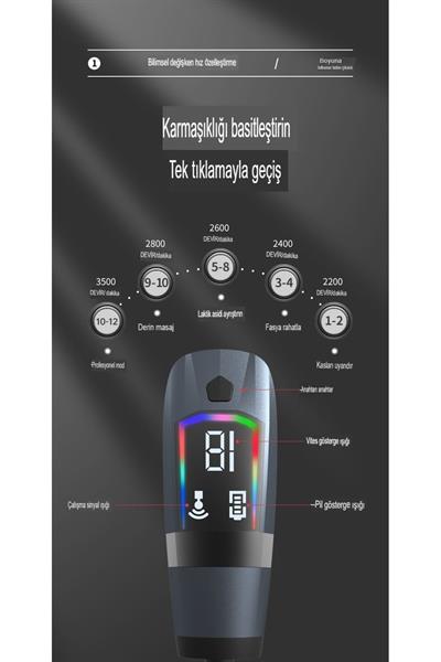 Yeni Nesil Profesyonel Lcd Göstergeli Şarjlı Tüm Vucut Masaj Tabancası Çok Fonksiyon Fıtness Masajı