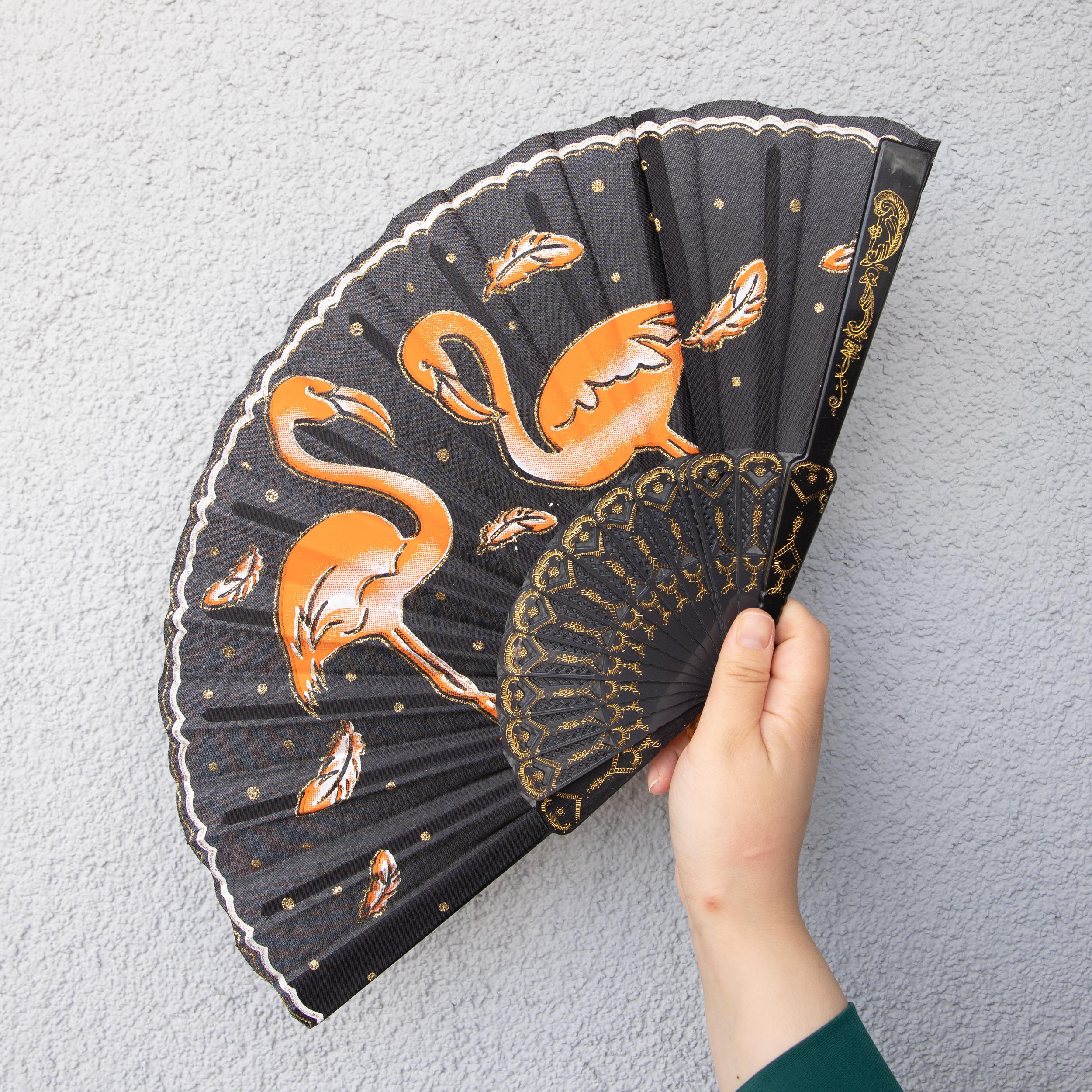 Flamingo Desenli  Plastik Yelpaze