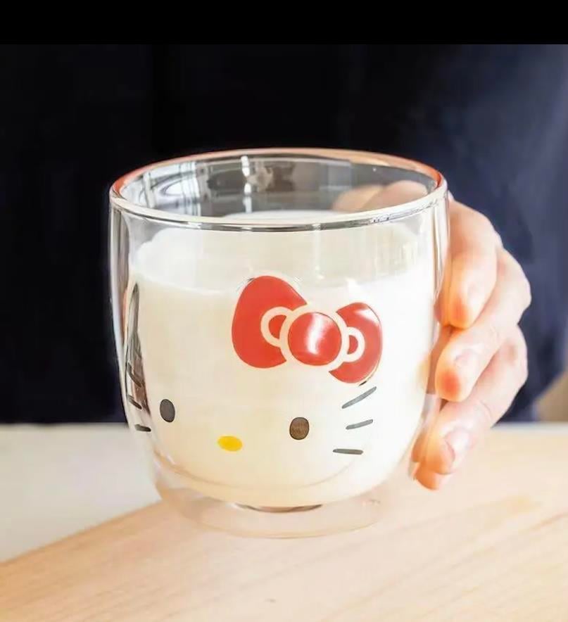 Hello Kitty Çift Cidarlı Cam Kupa