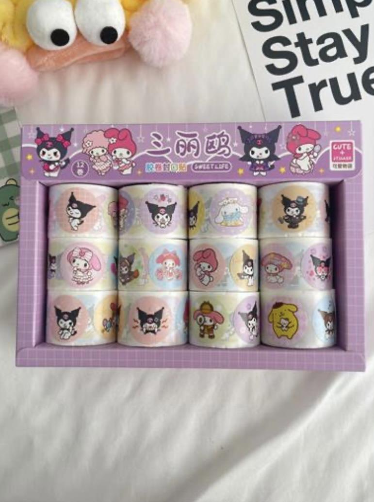 Kawai Sanrio Karakterleri Tasarımlı Rulo  Sticker 1 Rulo