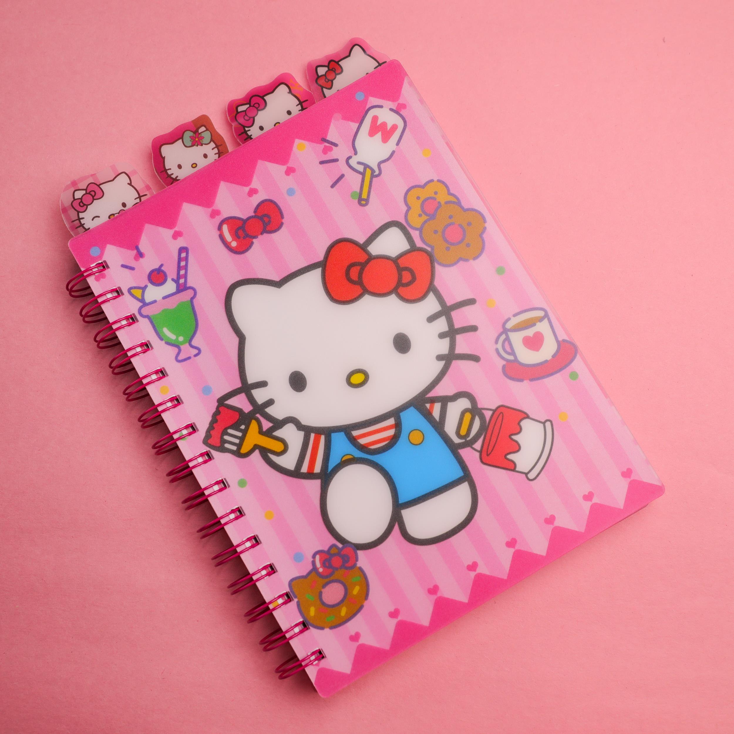 Kedi Tasarımlı Çizgili Spiralli-Ayraçlı Defter  