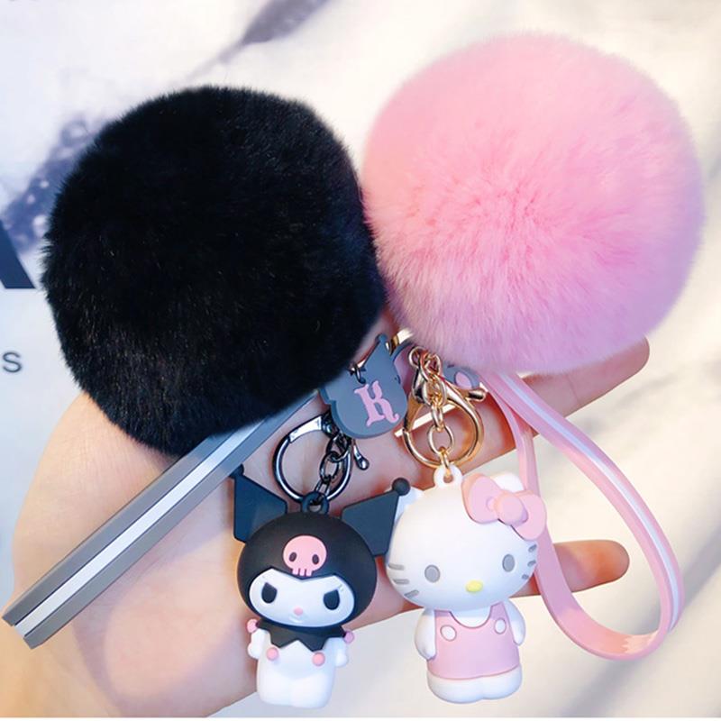Kuromi Sanrio Silikon Anahtarlık  Pon Ponlu