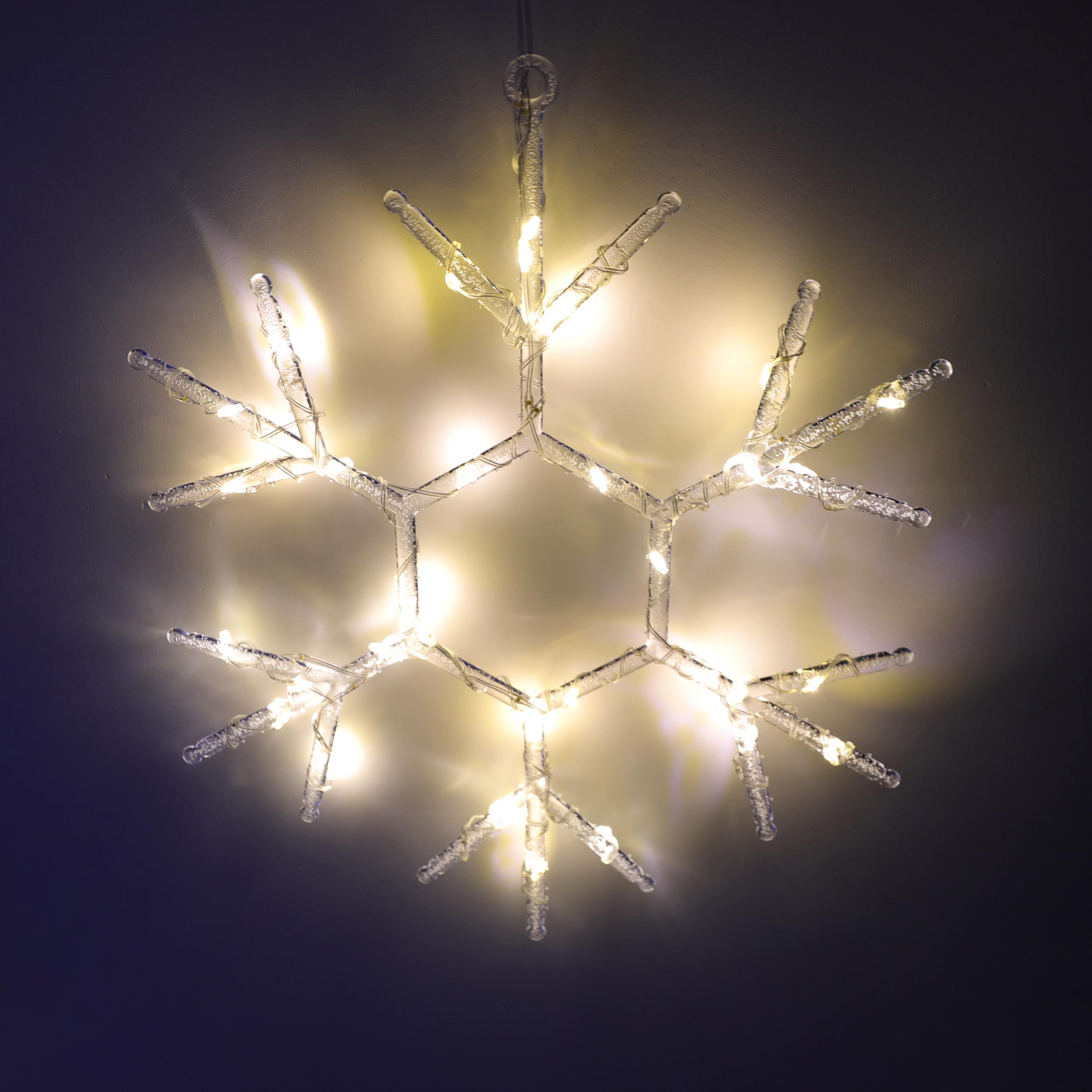 LED Işıklı Kar Tanesi Yılbaşı Süsü 220V Gün Işığı 40 cm
