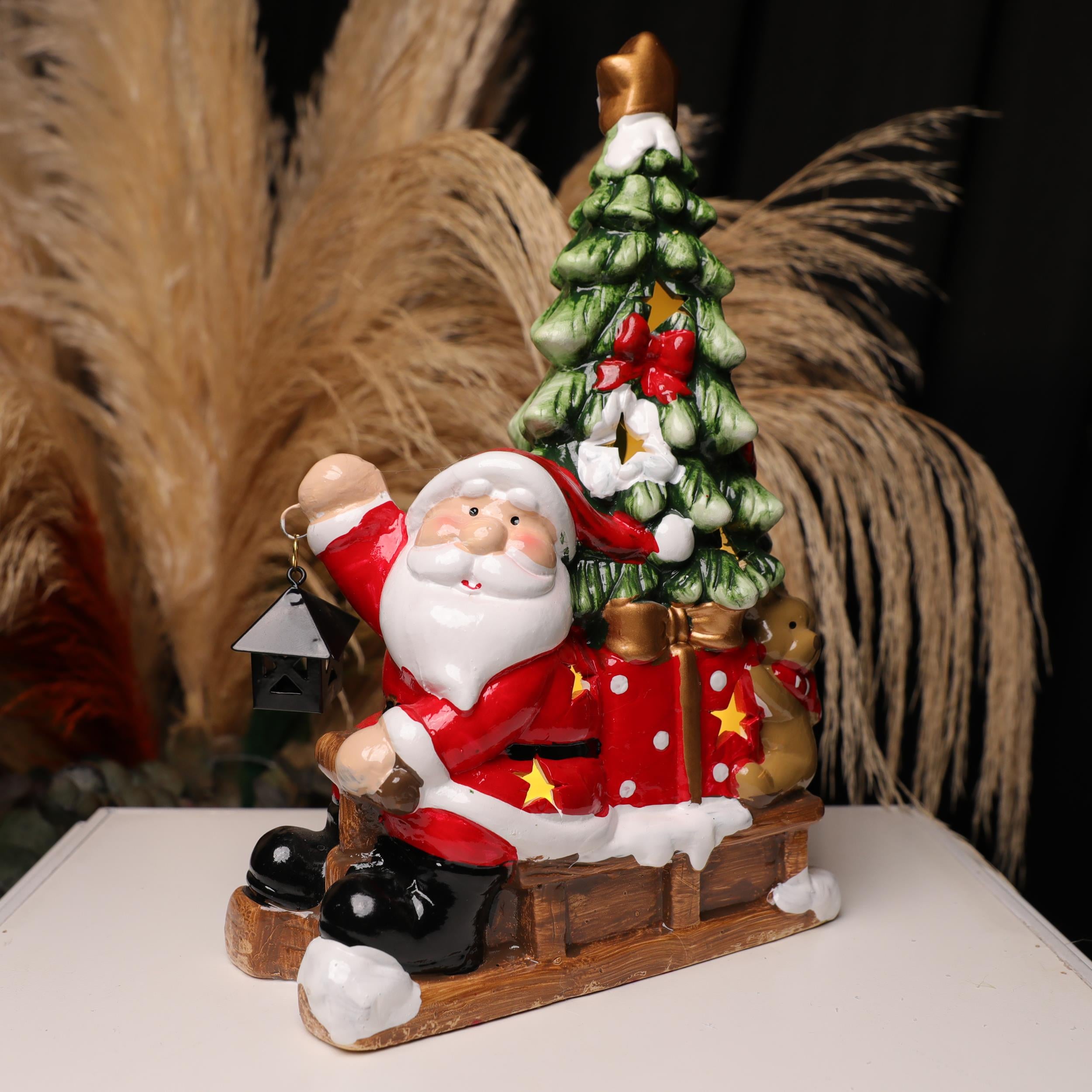 Noel Baba Tasarımlı Işıklı Biblo 