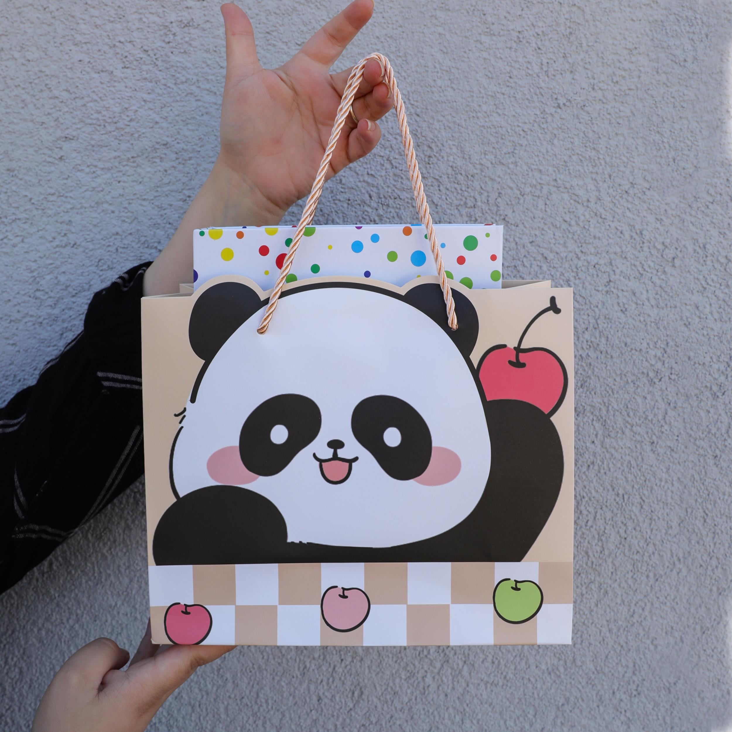 Panda Tasarımlı Karton Çanta 20X24,5 cm