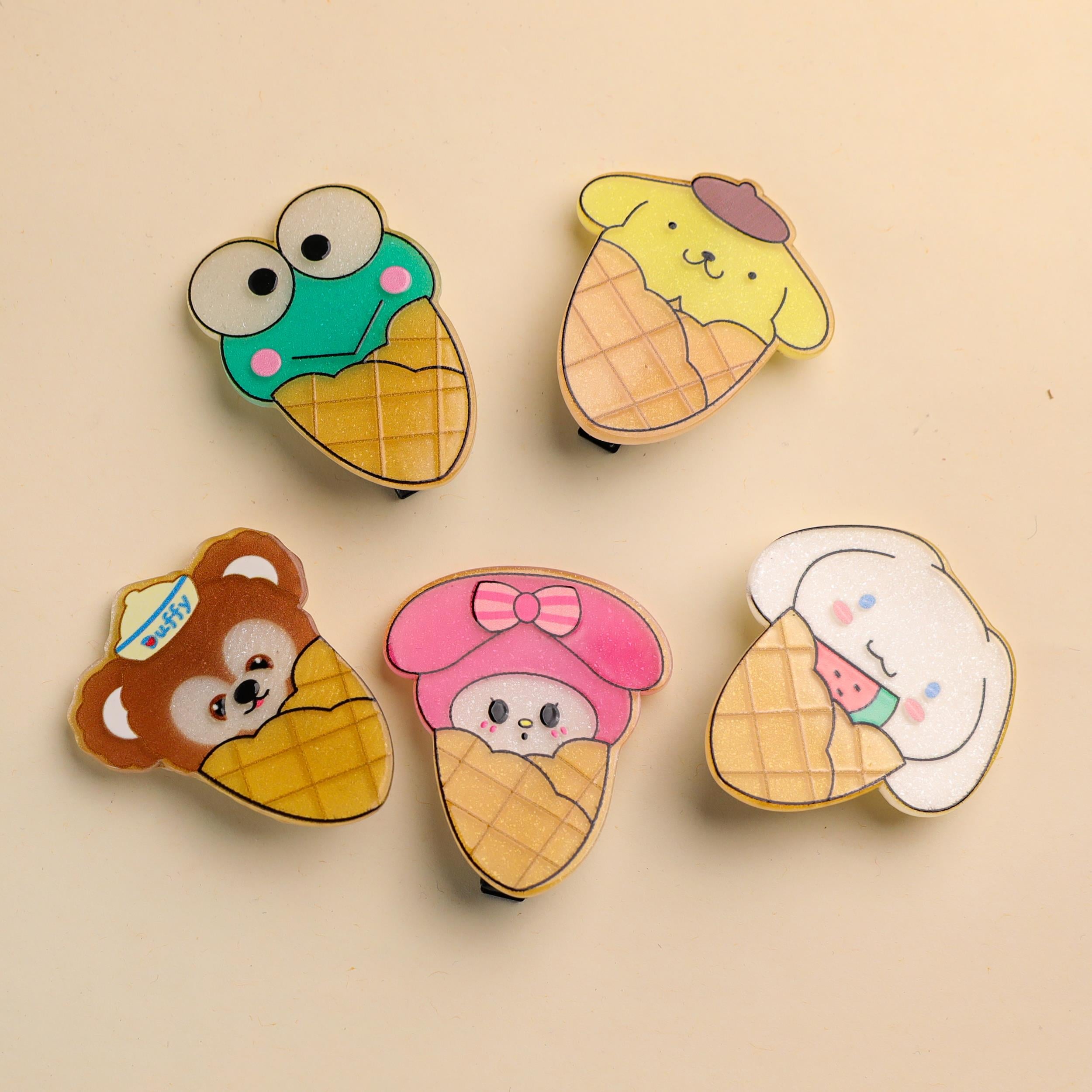 Sanrio Karakterler Dondurma Tasarımlı 5 li toka