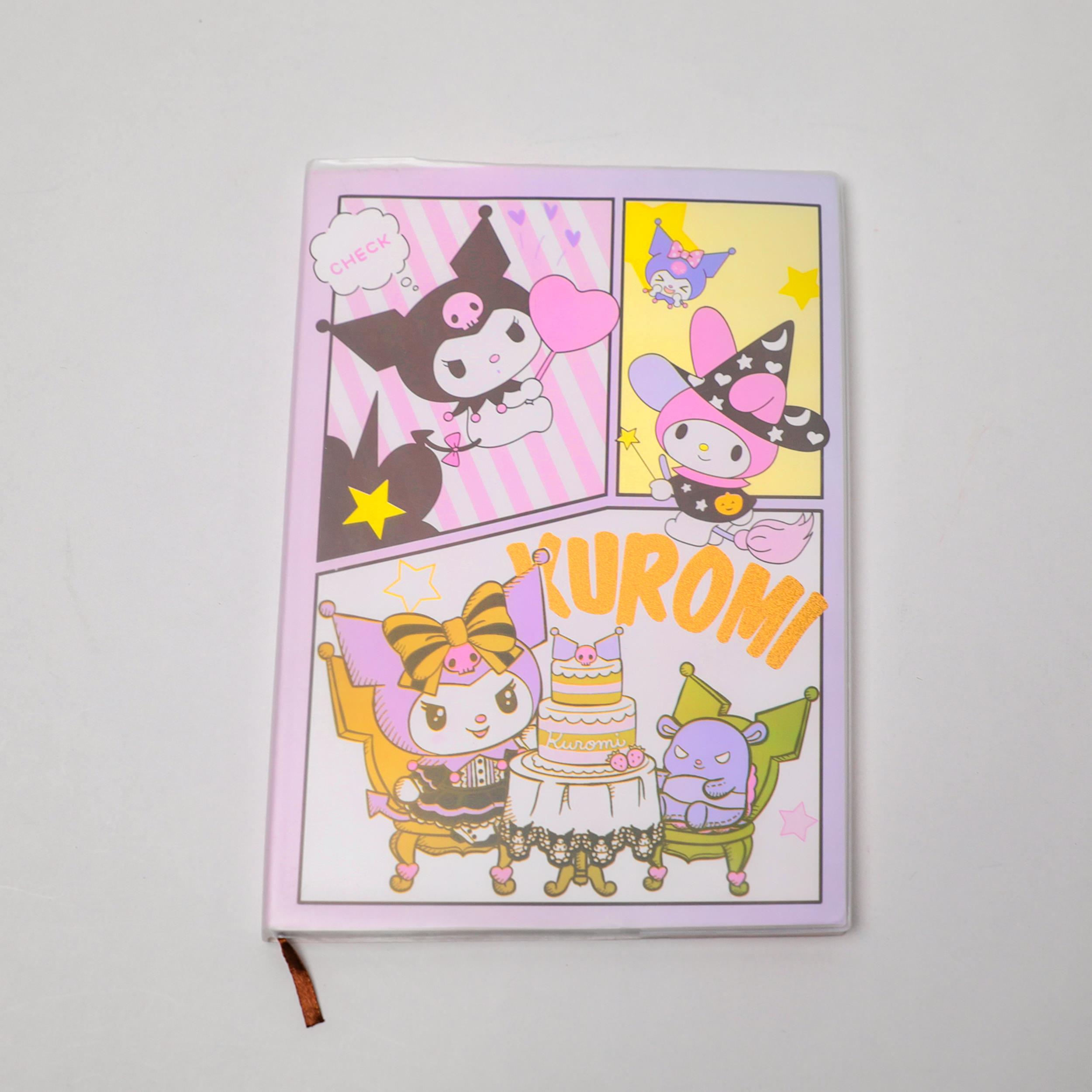 Sanrio Kuromi Kendinden  Kaplı Çizgili Büyük Boy  Defter  100  Sayfa