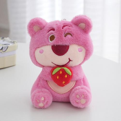 Sevimli Göz Kırpan Çilek Ayı Kolye Peluş Oyuncak Pembe Ayı