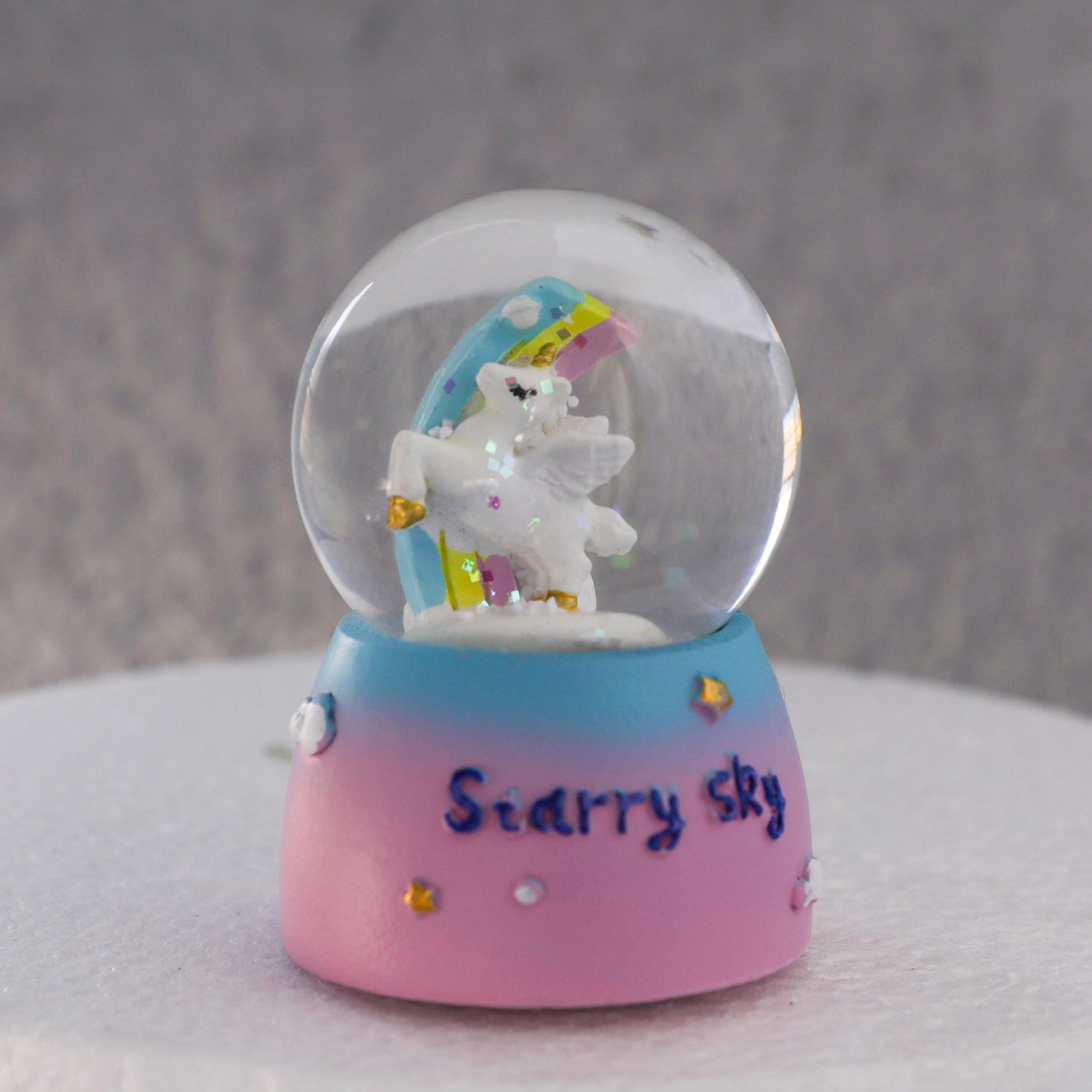Sevimli Unicorn Işıklı Mini Kar  Küresi