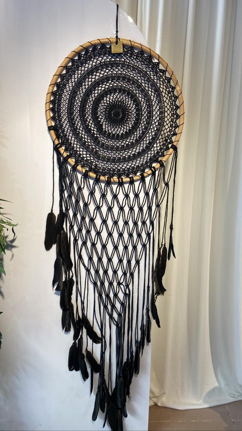 Siyah Tüylü Dream Catcher Rüya Düş Kapanı 170 cm 