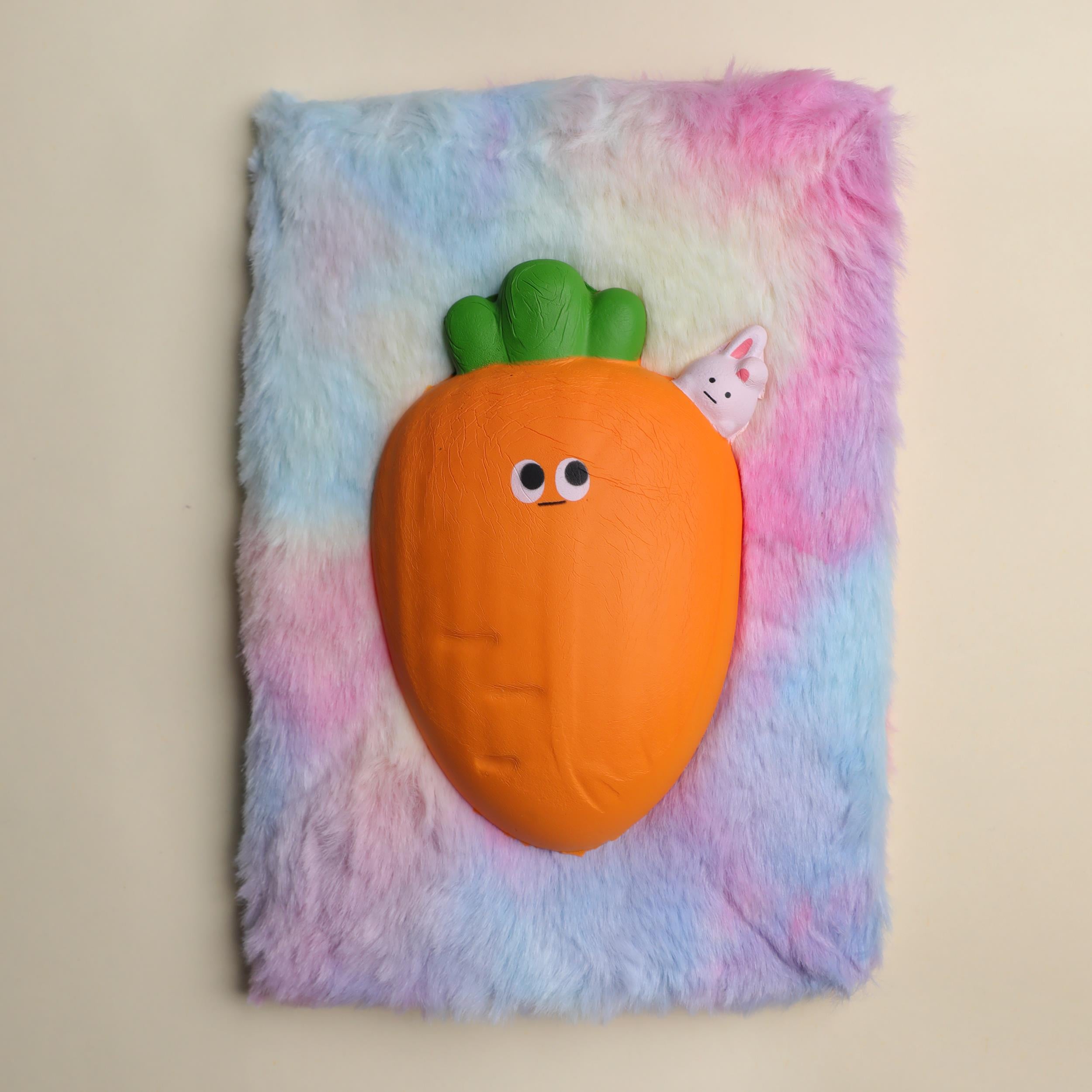 Squishy Tasarımlı Peluş  Havuç  Çizgili Defter