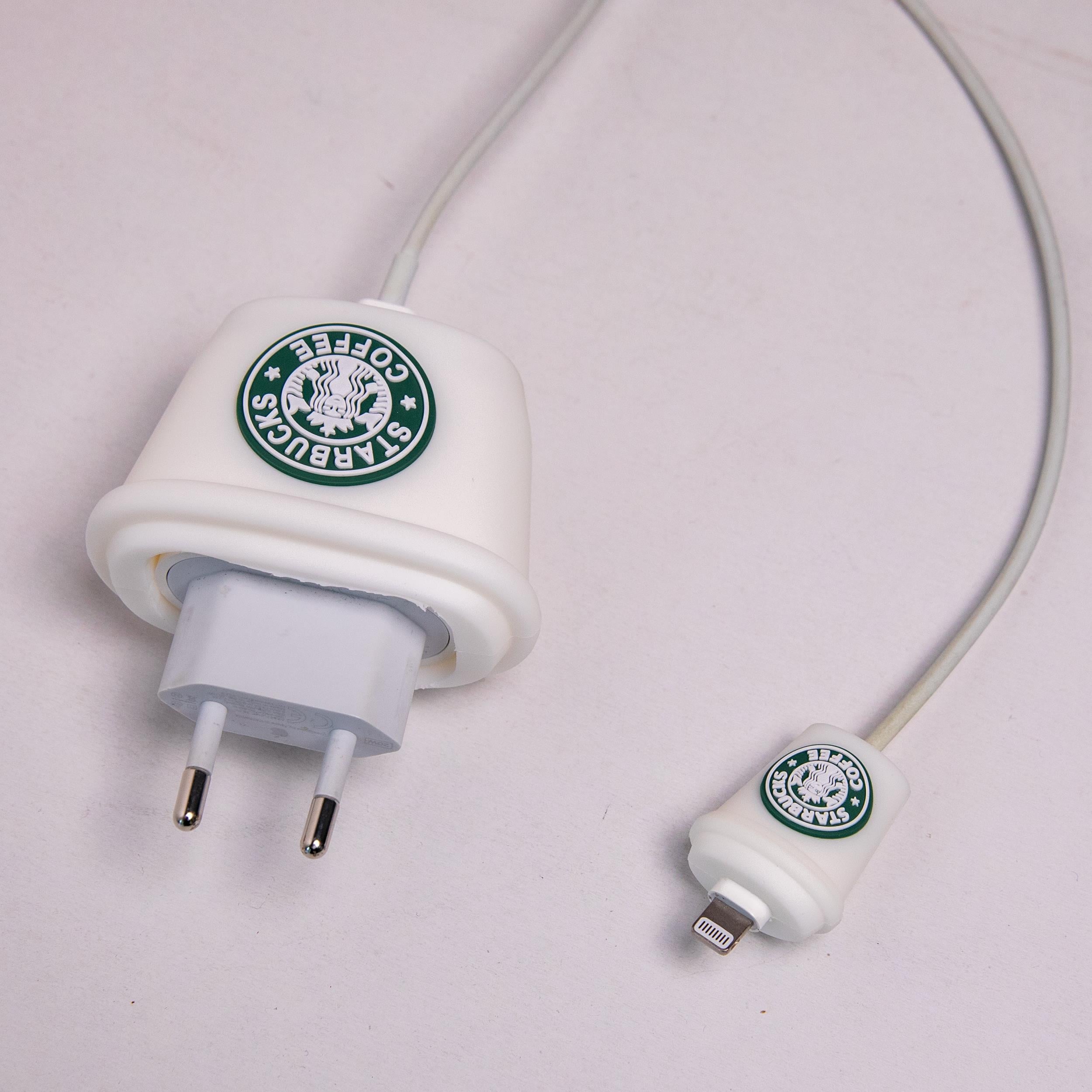Starbucks  Temalı Şarj Koruyucu Başlığı Ve Kablo Koruyucu Set