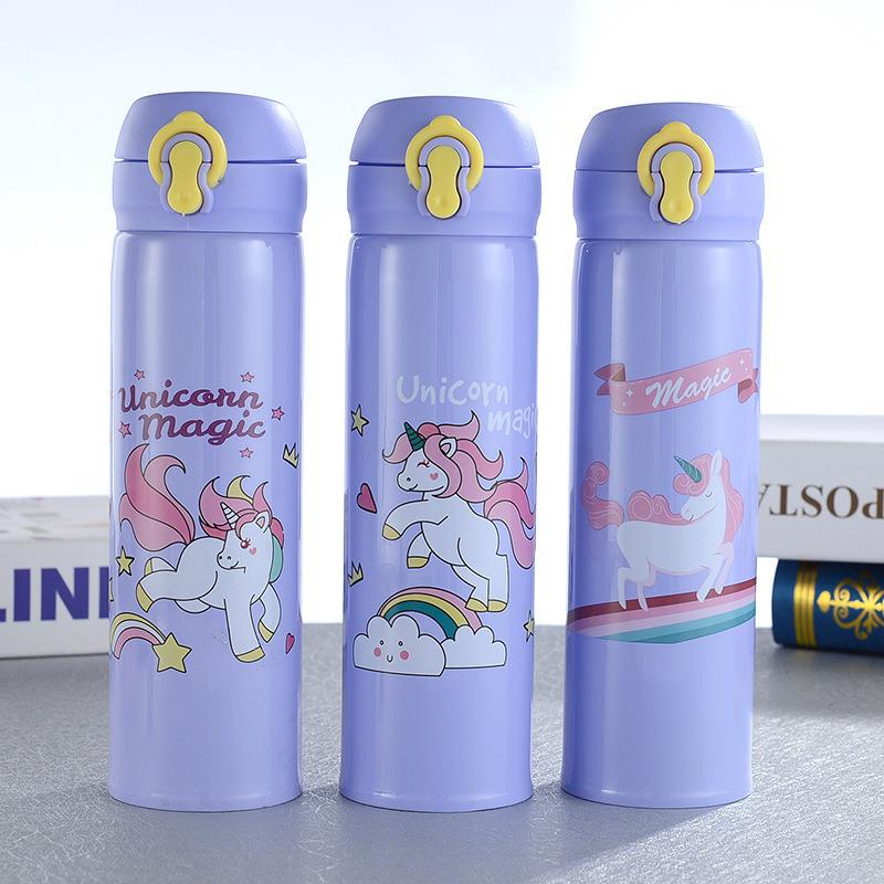 Unicorn Desenli Mor Termos Kupa