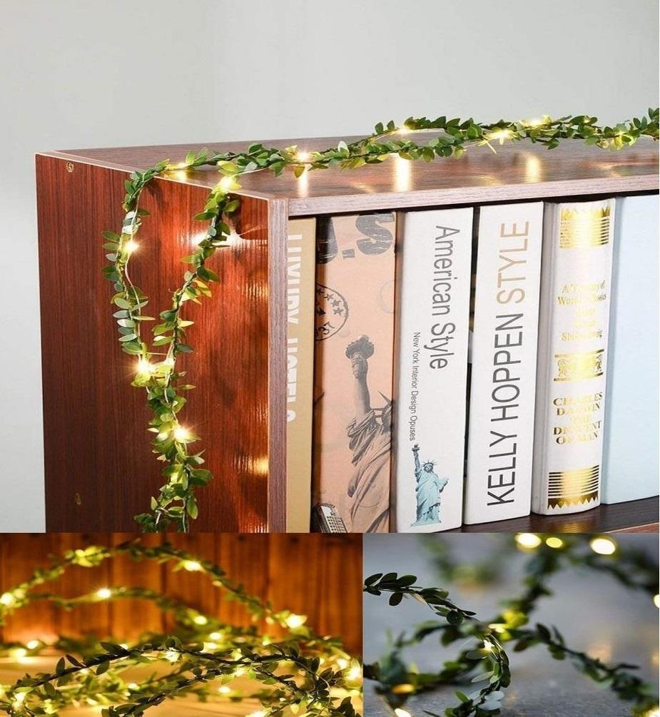 Yapay Yapraklı Yeşil Sarmaşık Şerit Peri LED Işık 3 Metre