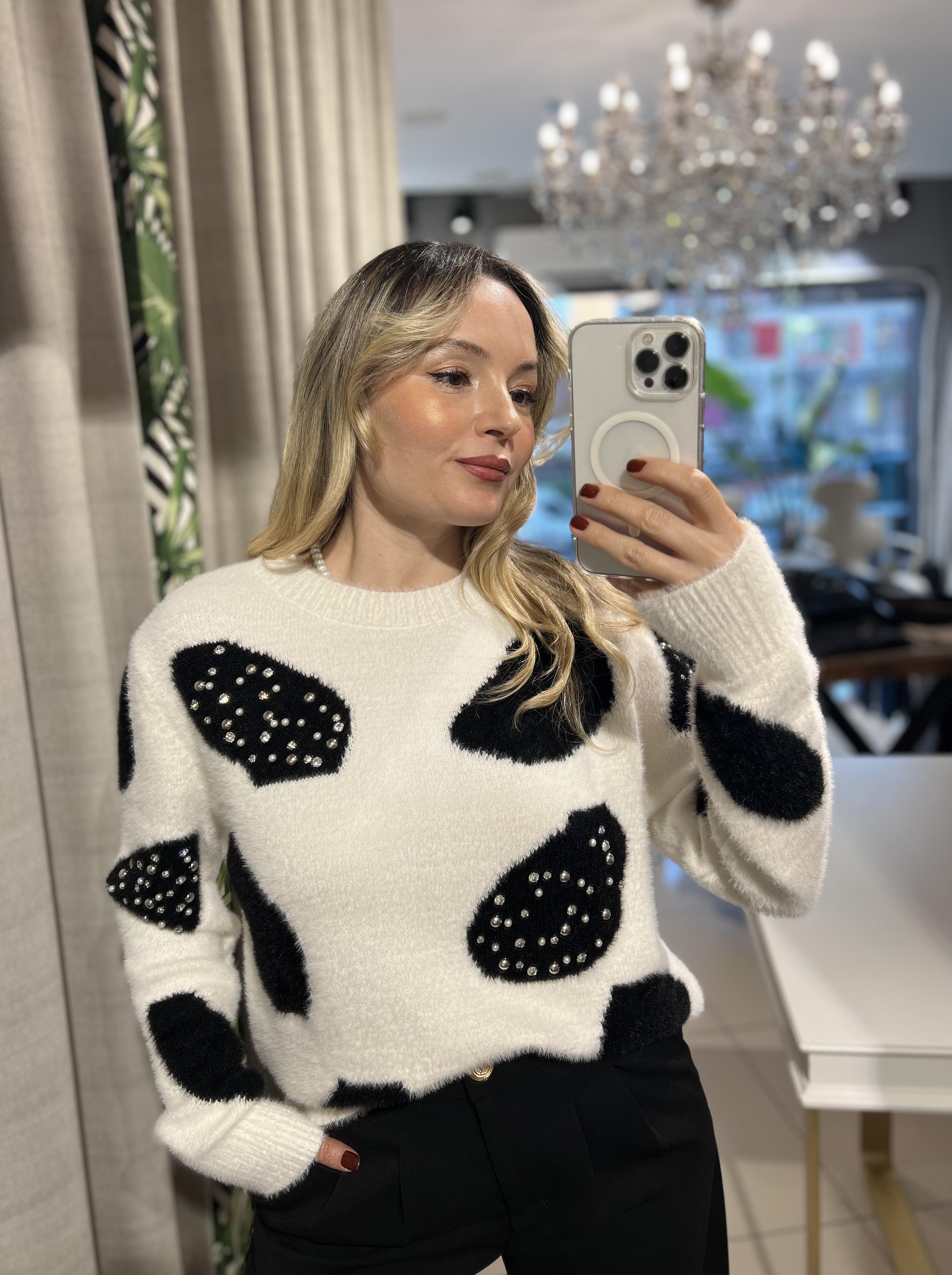 Angora Dalmaçyalı İncili Ekru Kazak