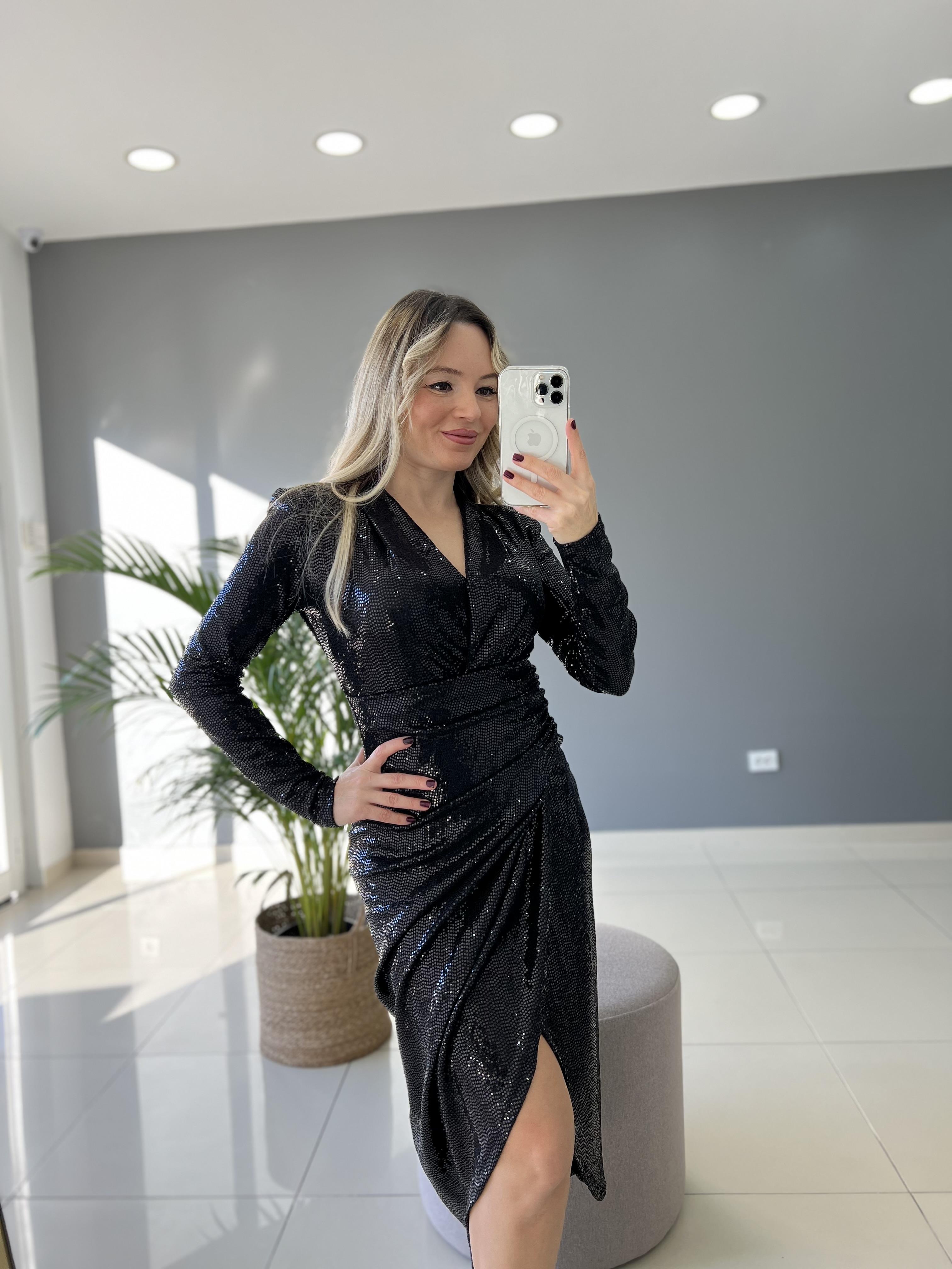 Anvelop Uzun Pullu Payetli Elbise 