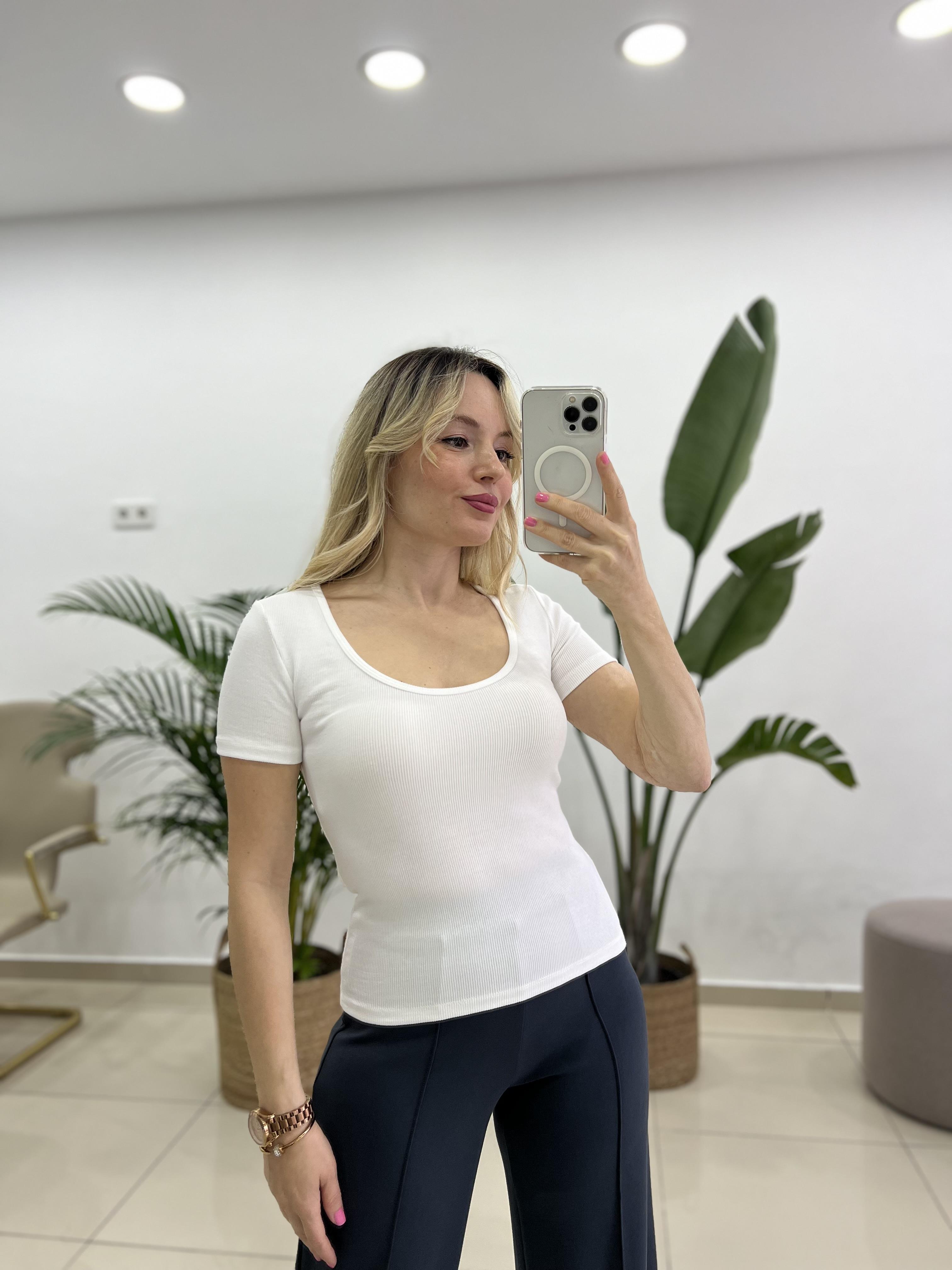 Beyaz Havuz Yaka Likralı Pamuk Badi