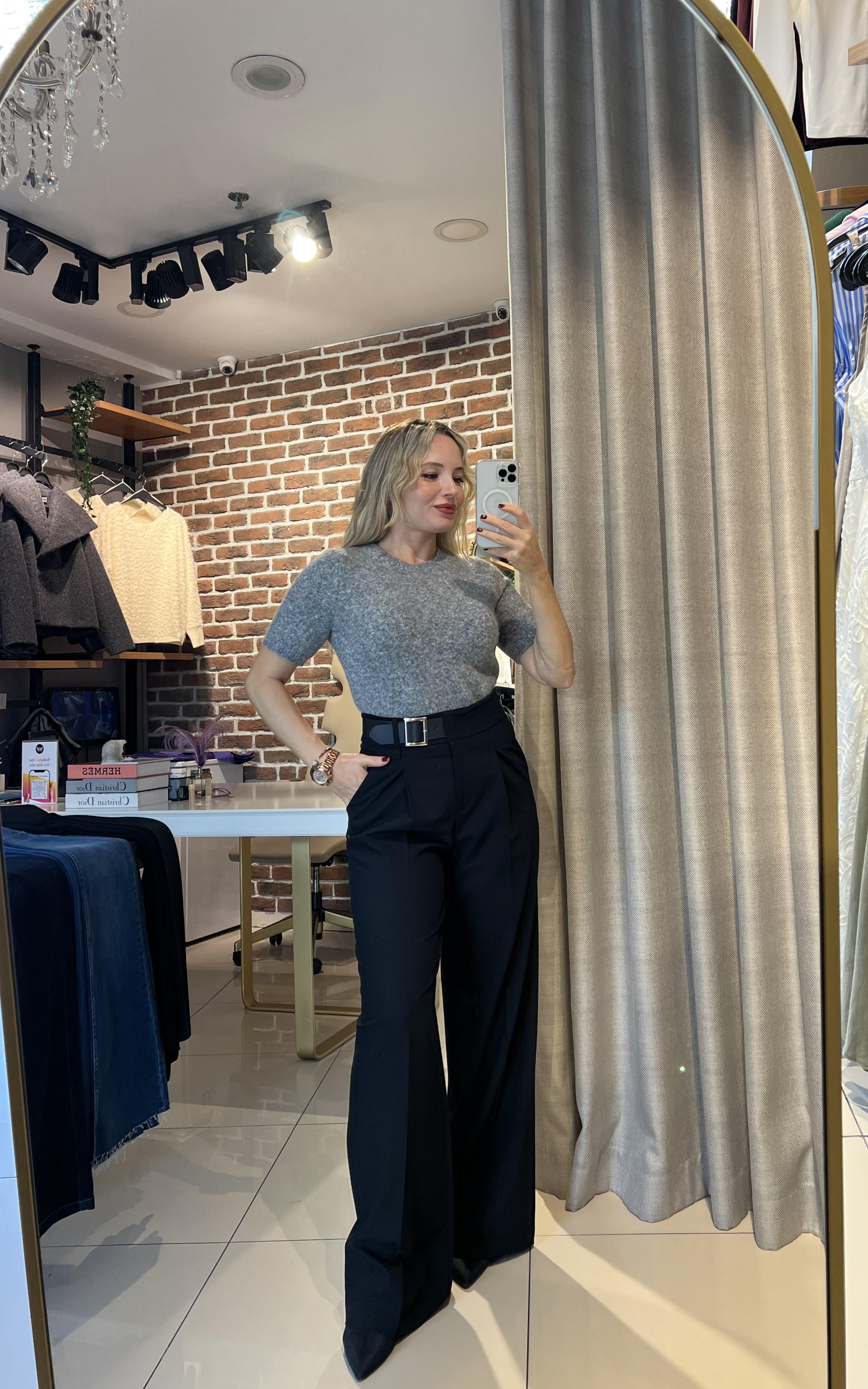 Beyaz Kumaş Palazzo Pantalon