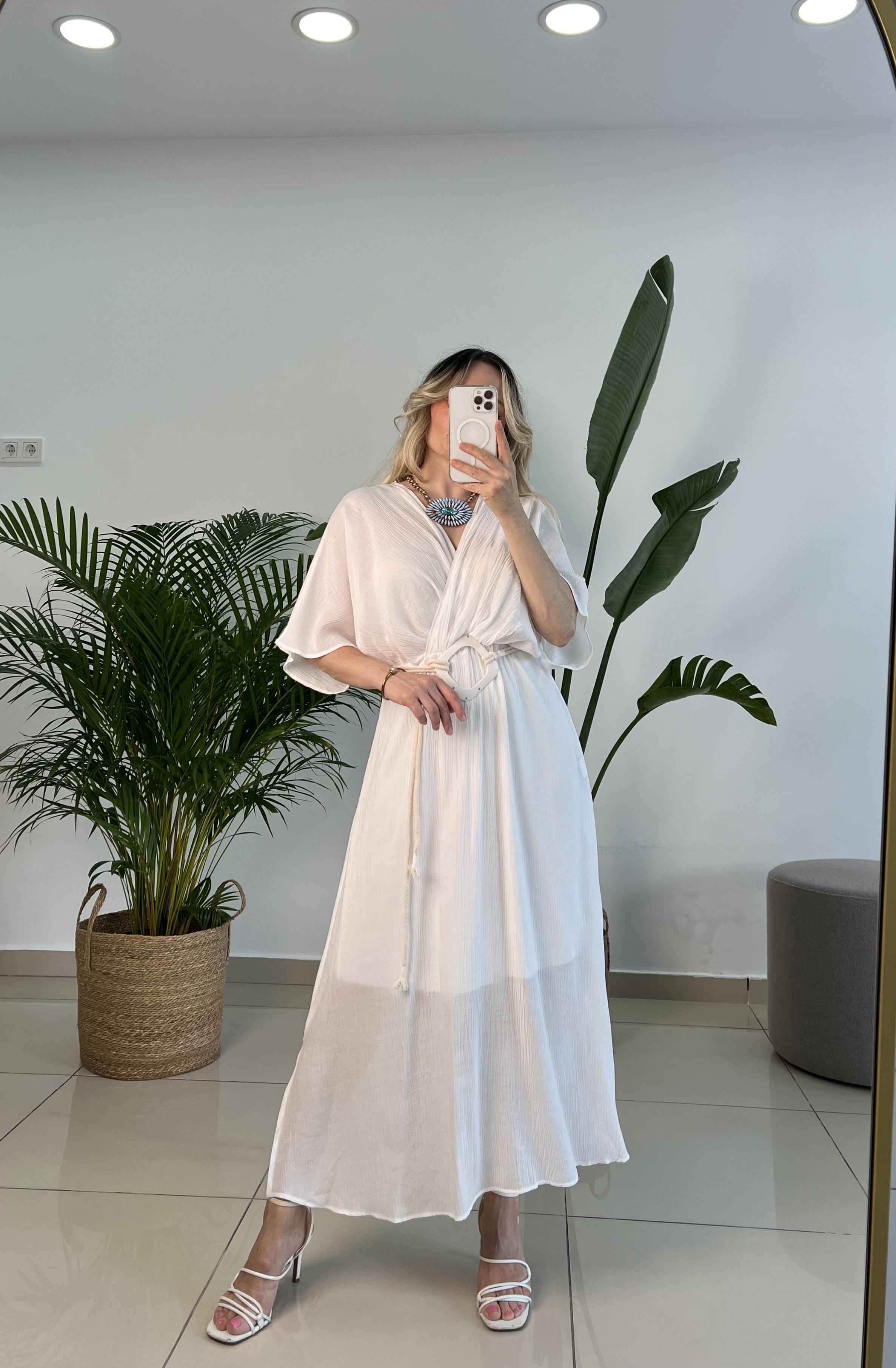 Beyaz Renk Helen Model Elbise