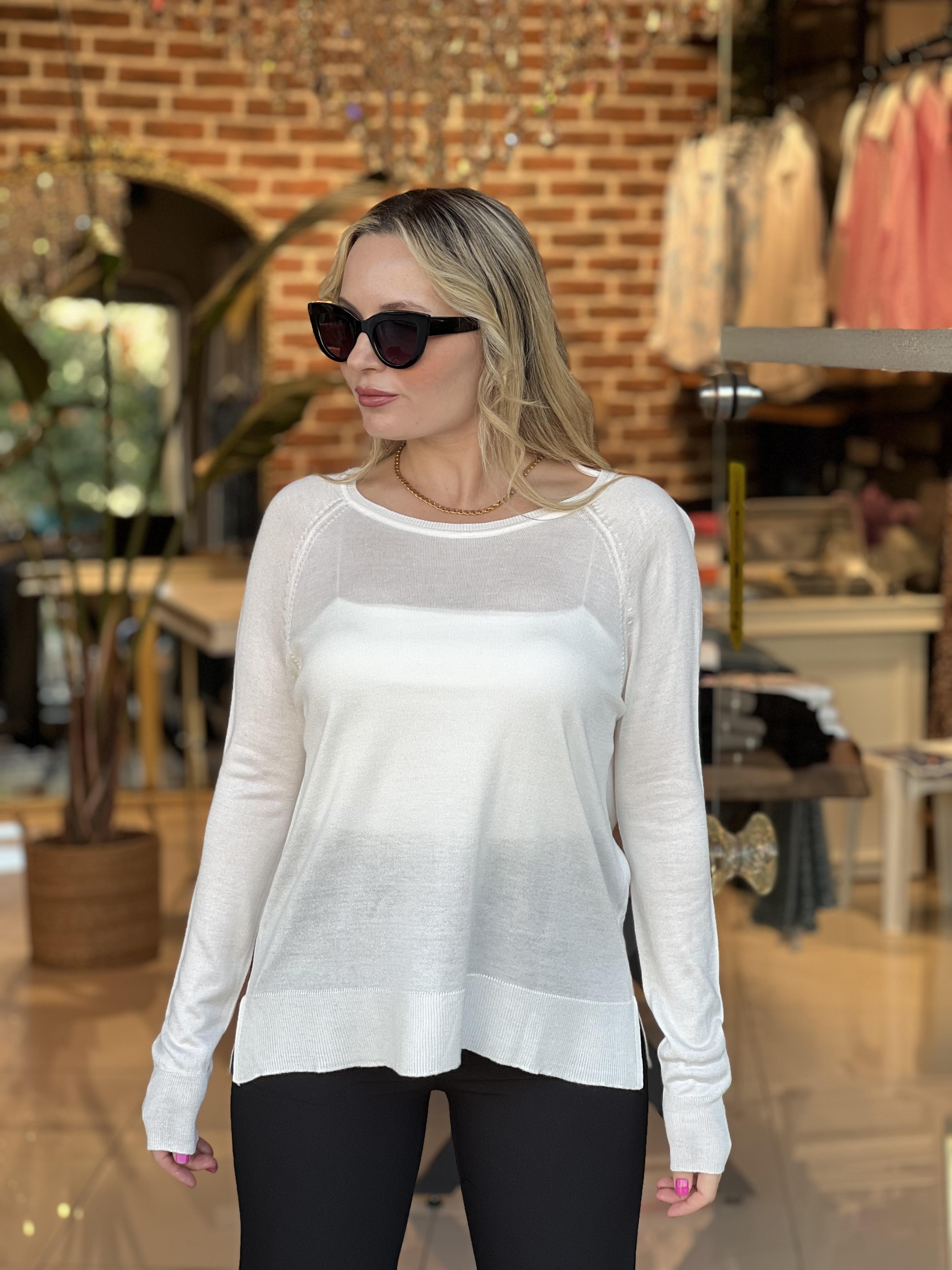 Bisiklet Yaka Ekru İnce Triko Kazak