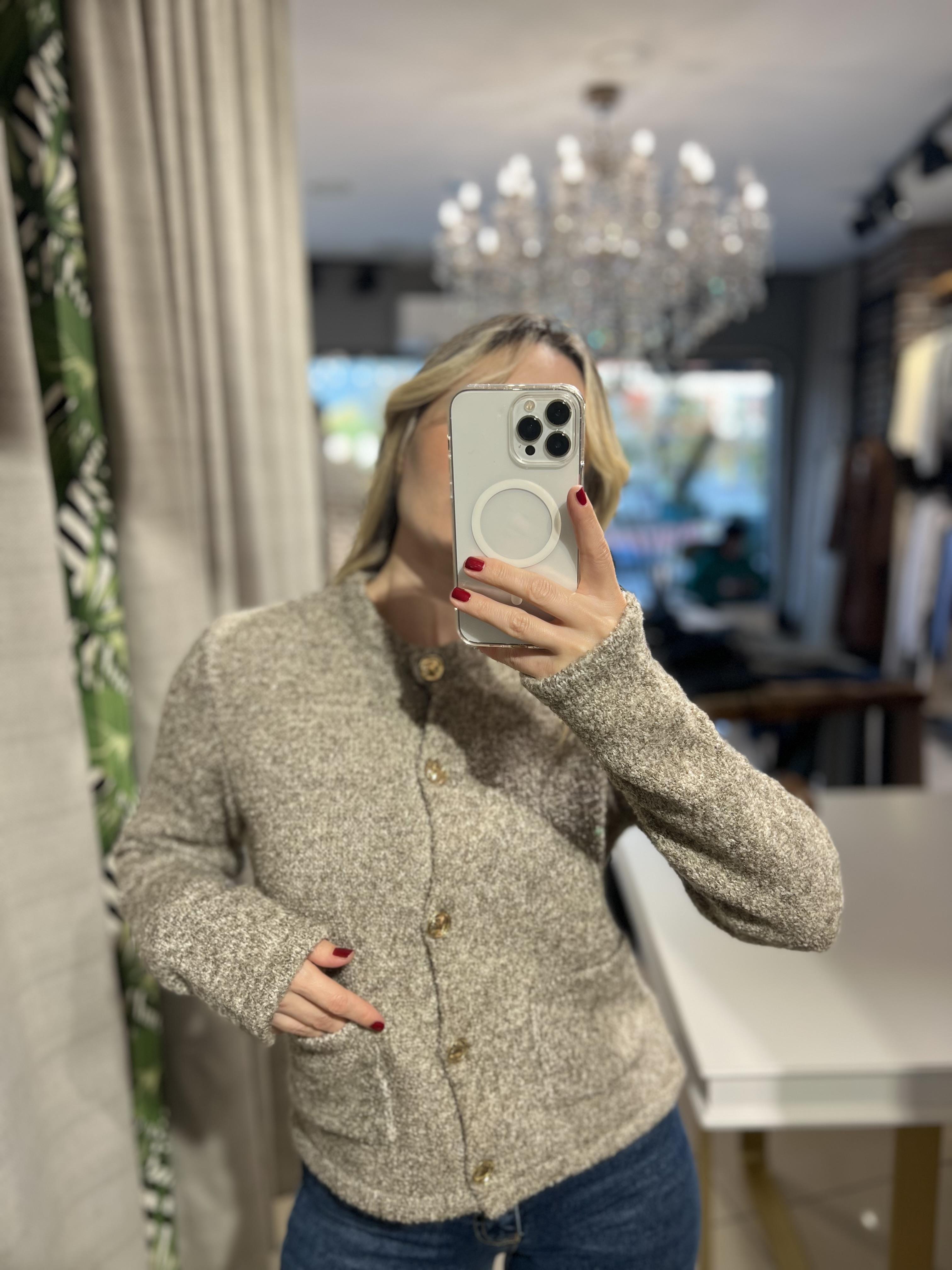 Buklet Cepli Düğmeli Vizon Ceket Hırka