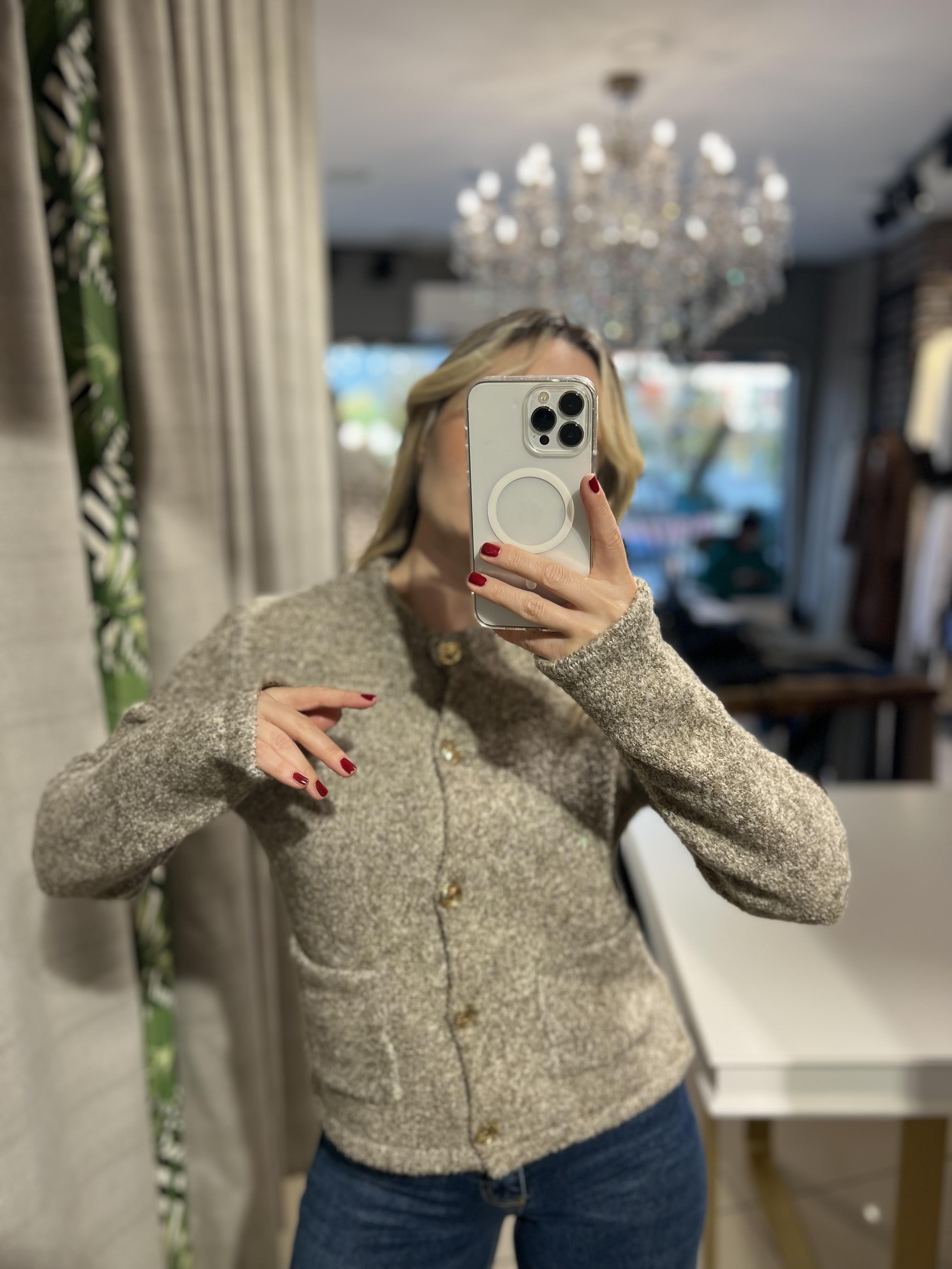 Buklet Cepli Düğmeli Vizon Ceket Hırka