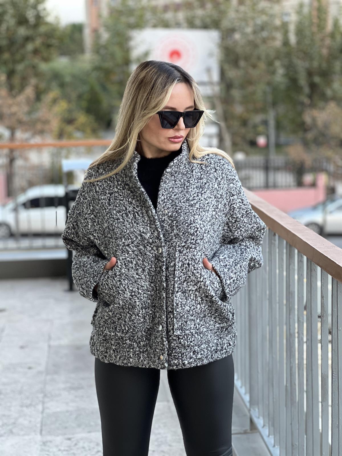 Buklet Kaşe Gri Kaban