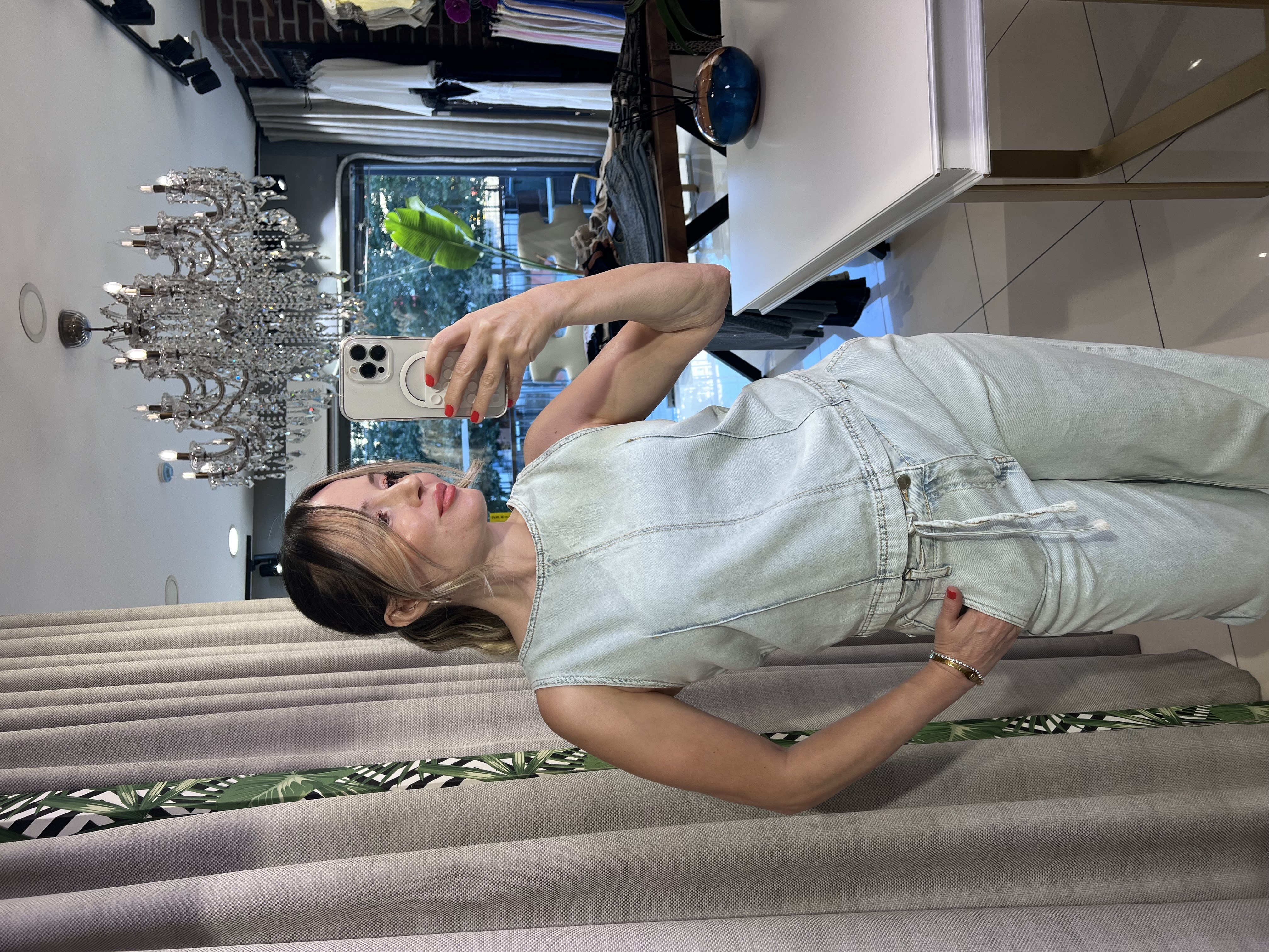 Buz Mavisi Denim Bluz Pantolon Takım