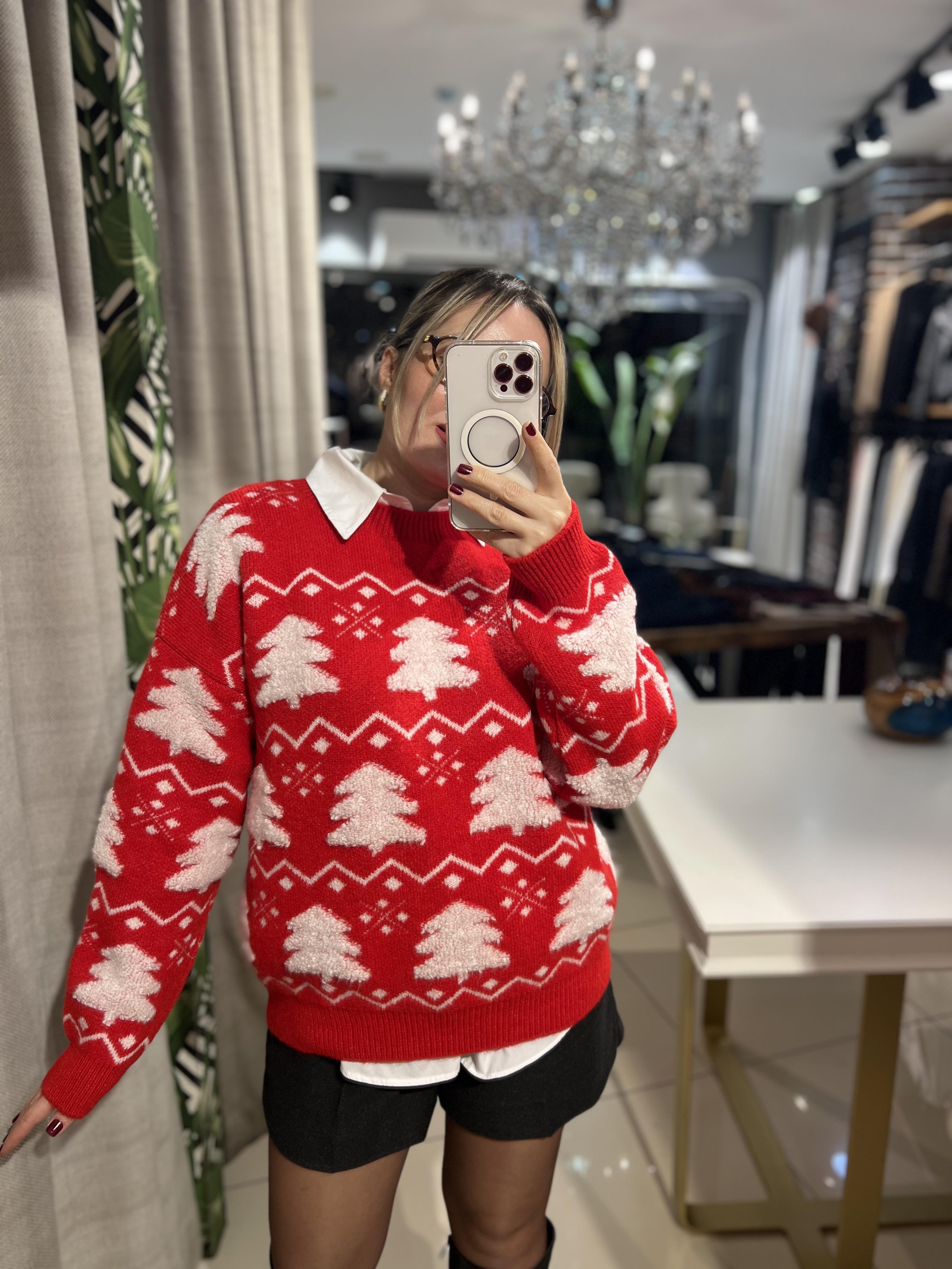 Çam Ağacı Desenli Kazak