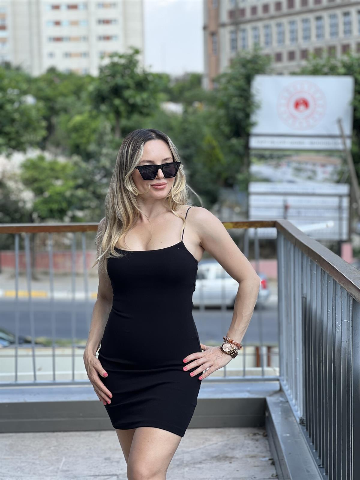 Çelik Örme Siyah Elbise