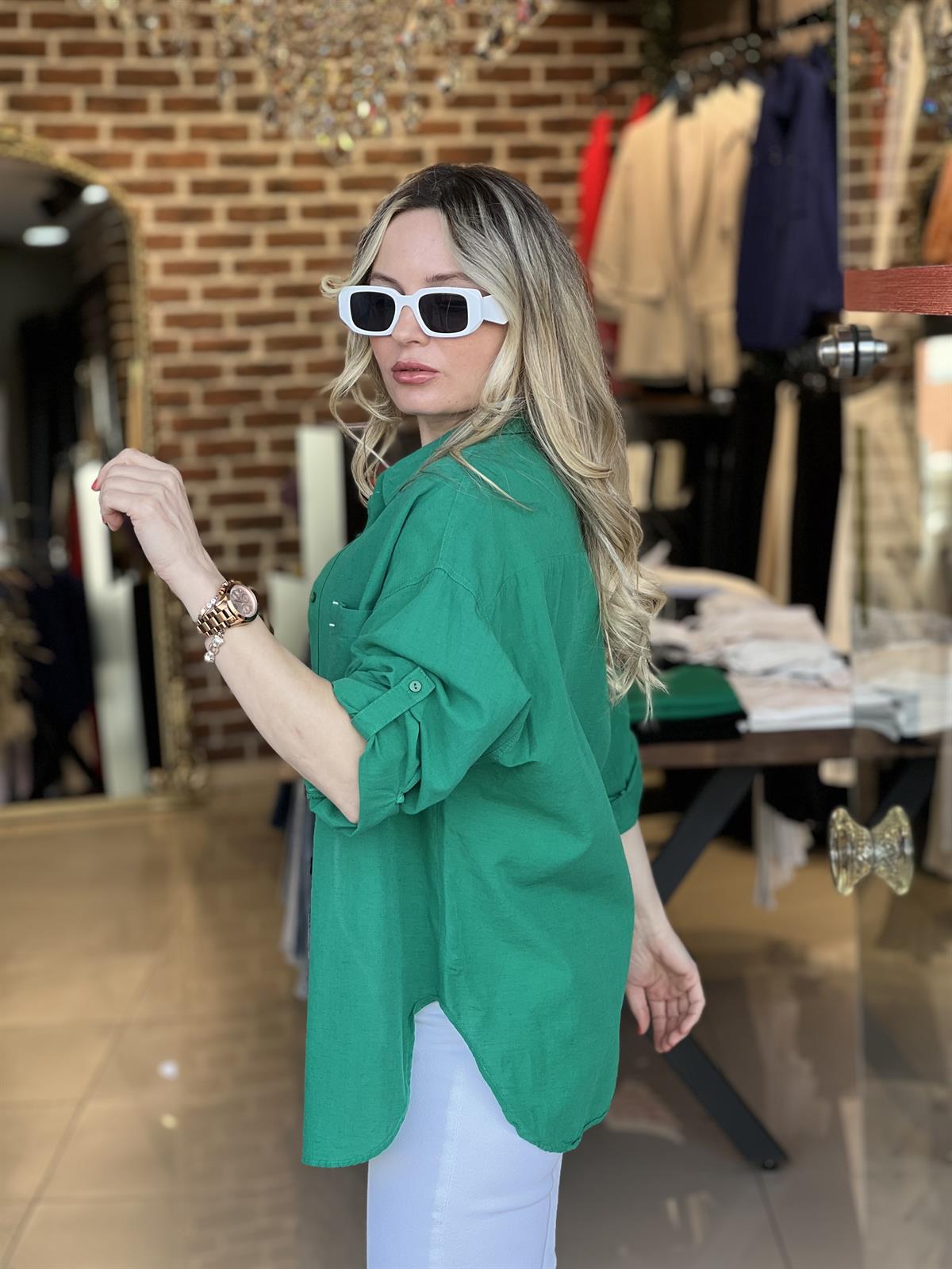 Çift Cepli Pamuk Spor Gömlek