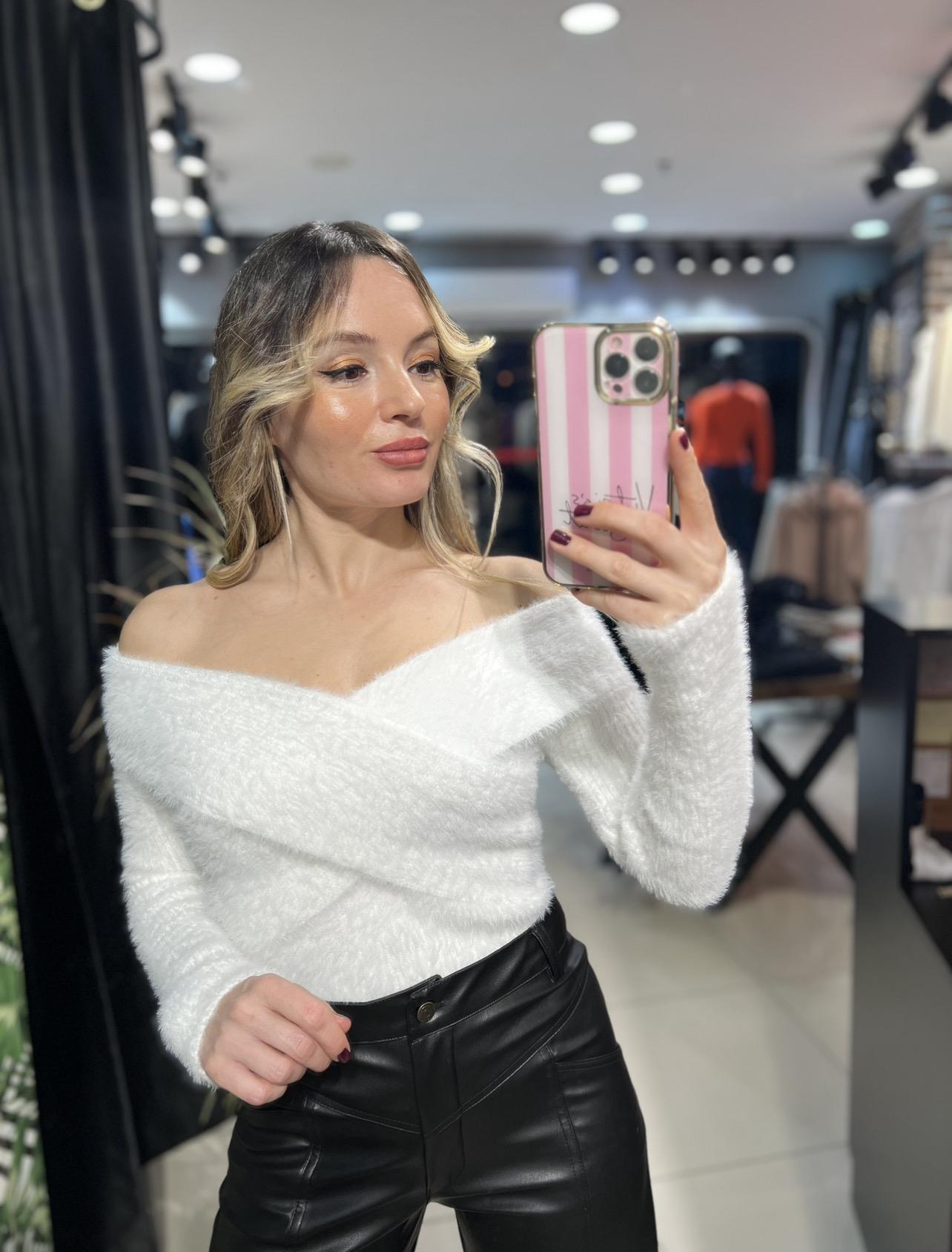 Dilvin Ekru Şal Yaka Bluz