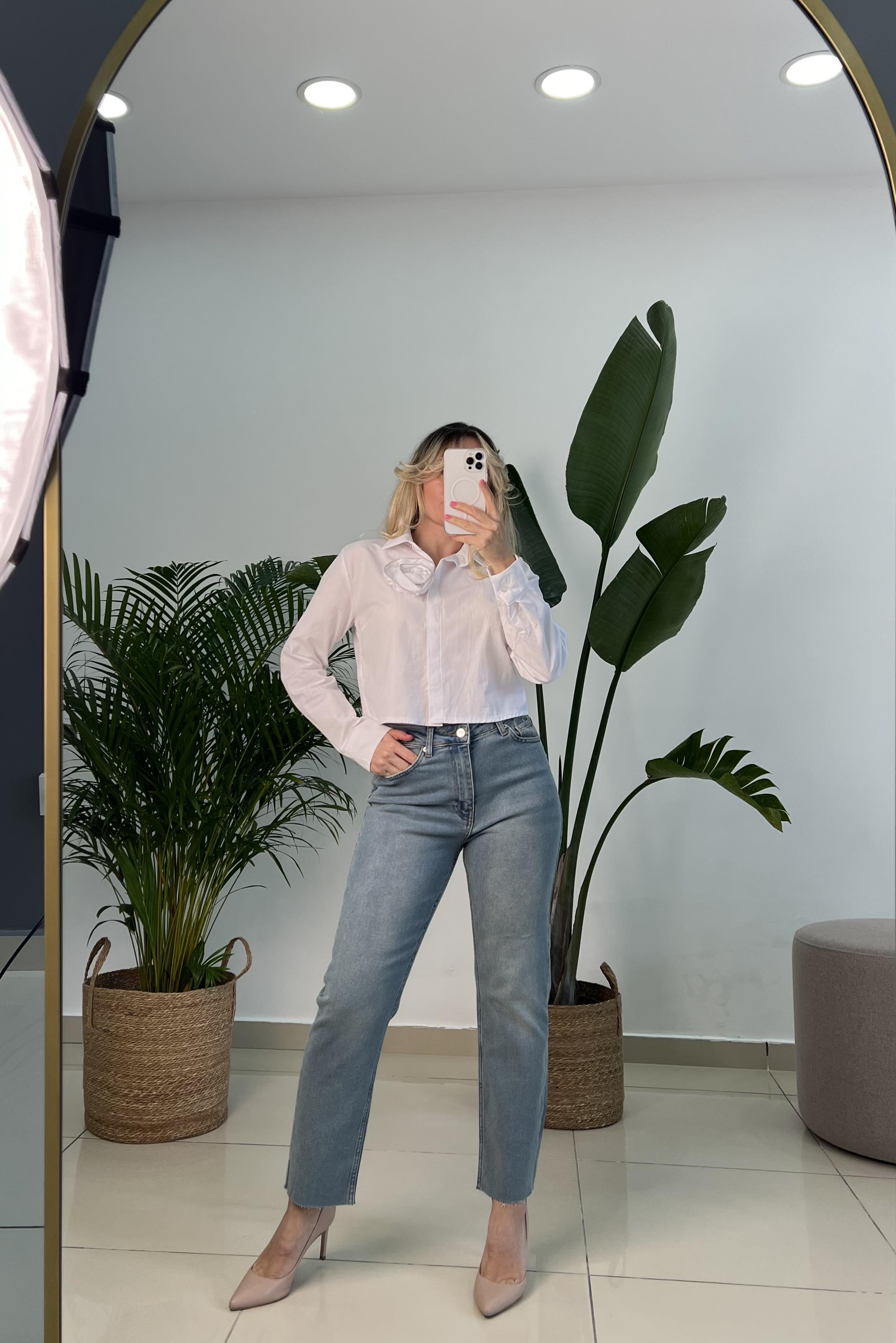 Full Likralı Tint Yıkama Mom Fit Jean Pantolon