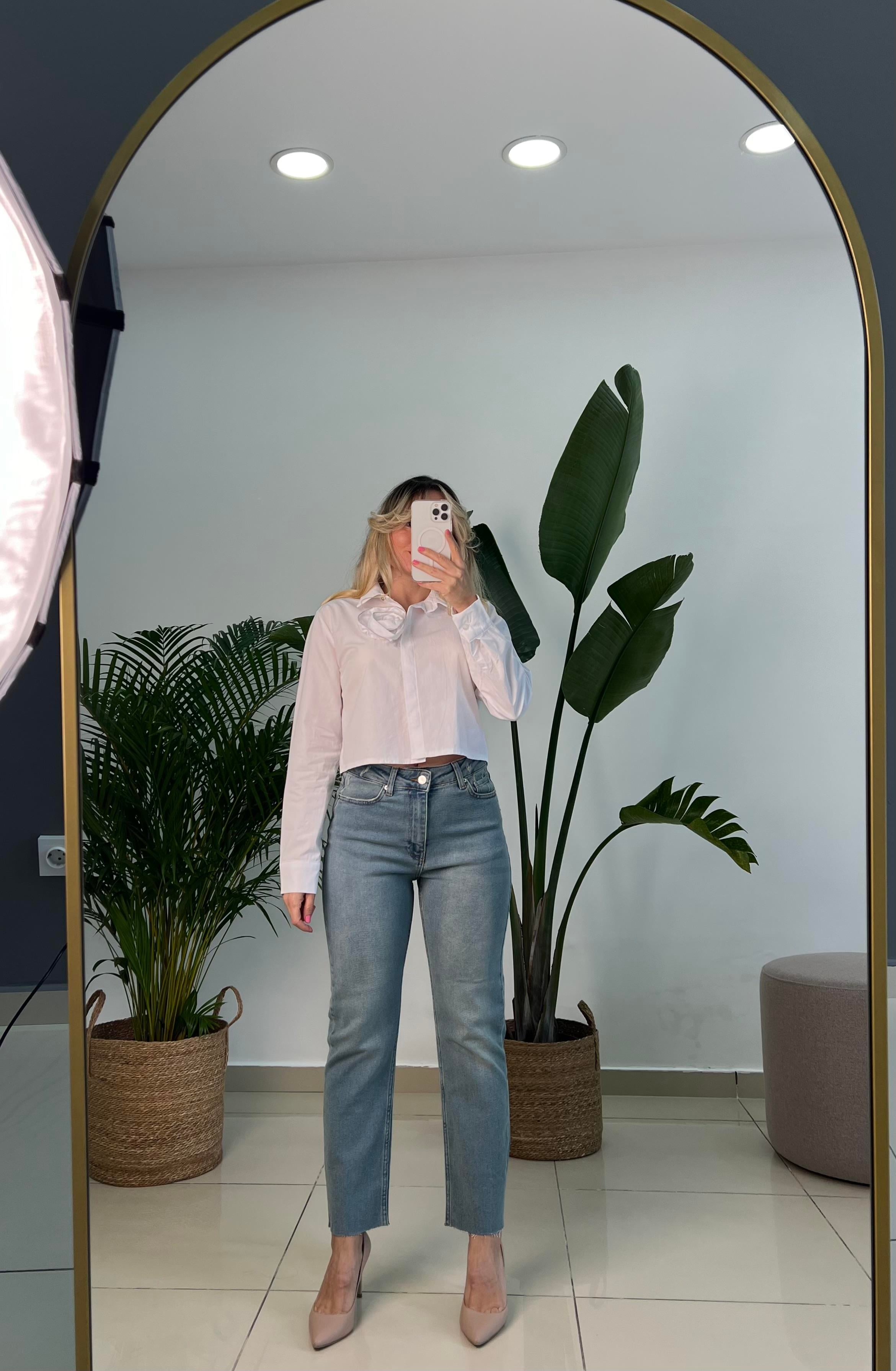 Full Likralı Tint Yıkama Mom Fit Jean Pantolon