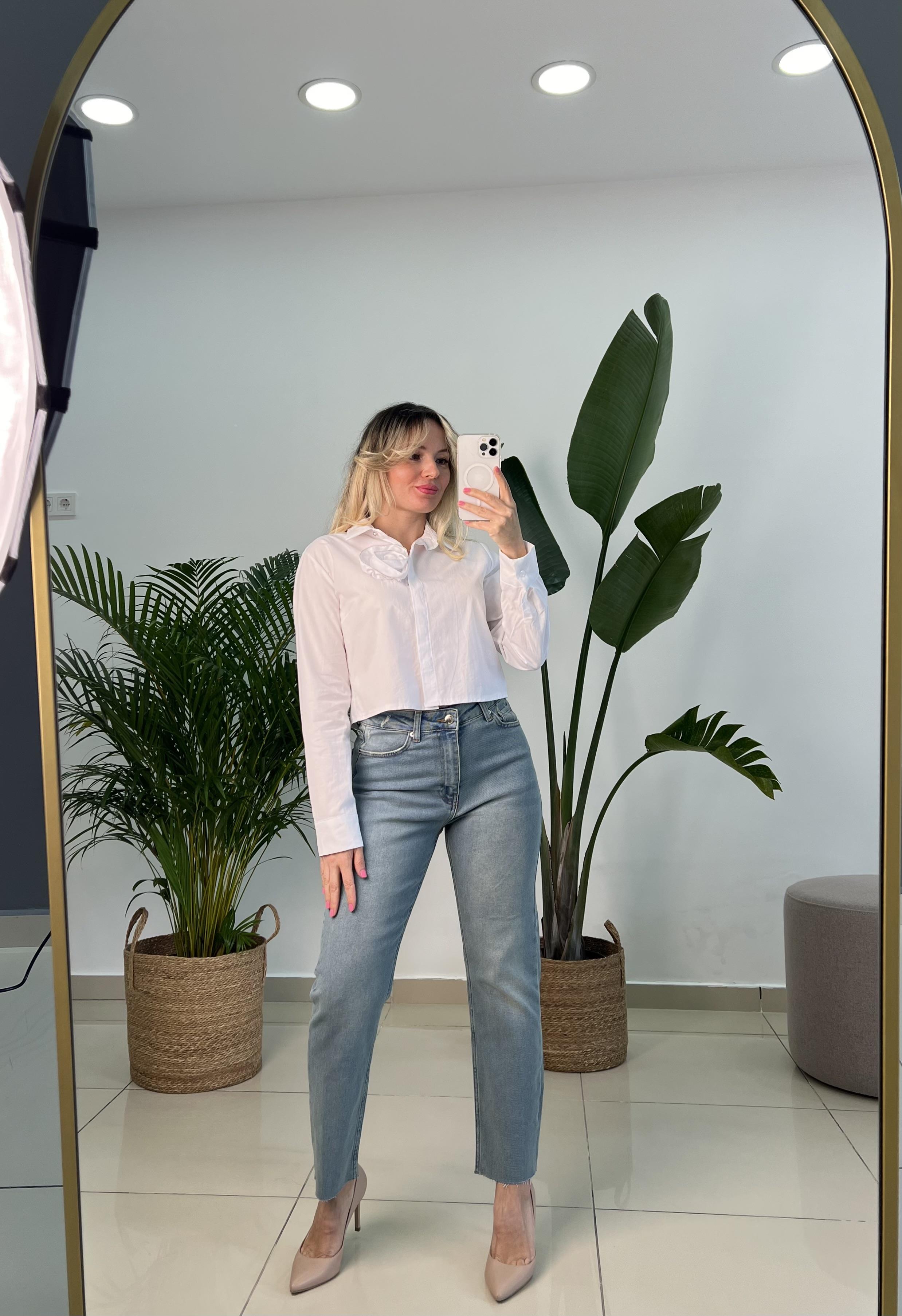 Full Likralı Tint Yıkama Mom Fit Jean Pantolon
