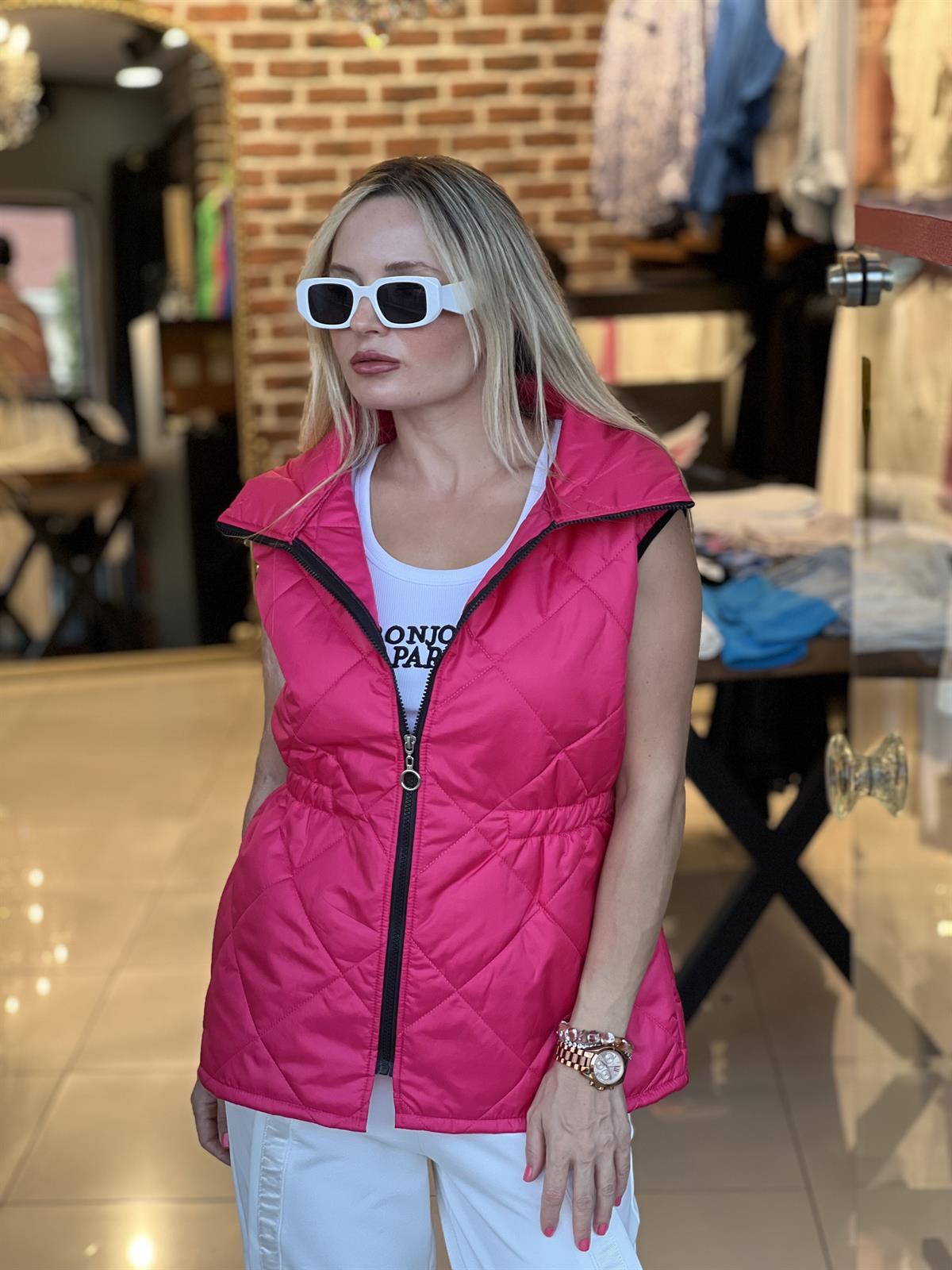 Fuşya Mevsimlik Kapitone Yelek