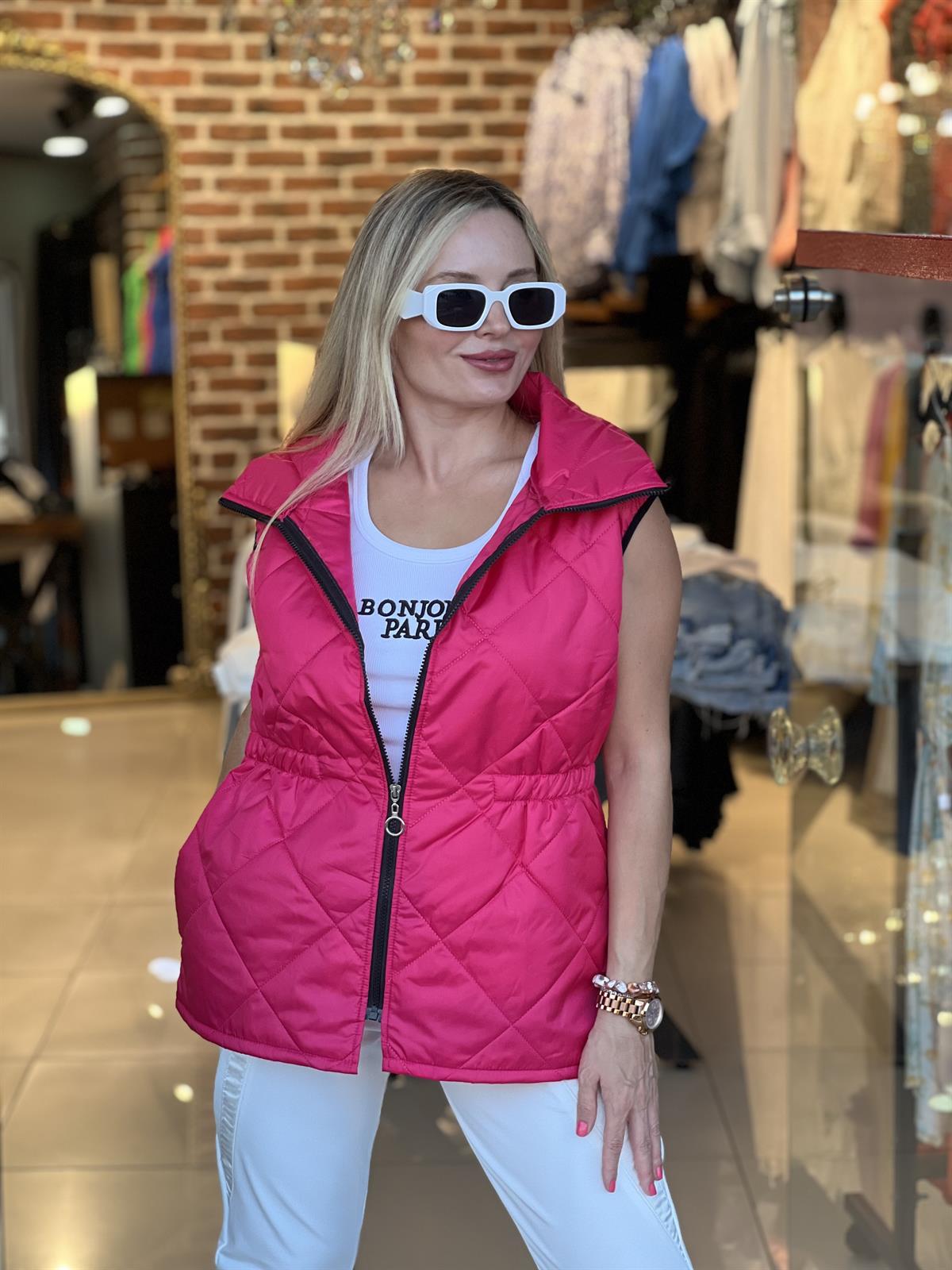 Fuşya Mevsimlik Kapitone Yelek