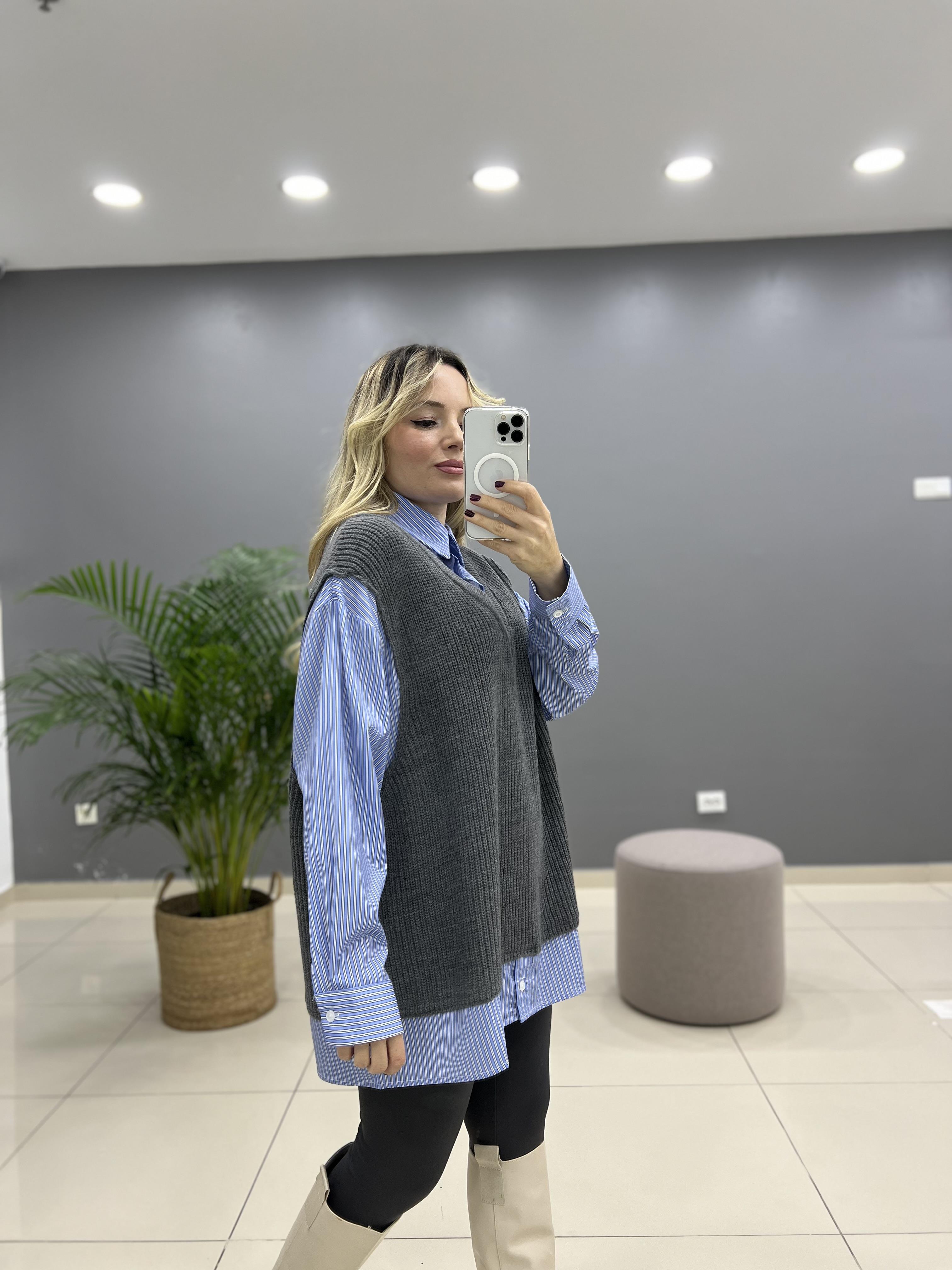 Gömlekli Triko Süveter