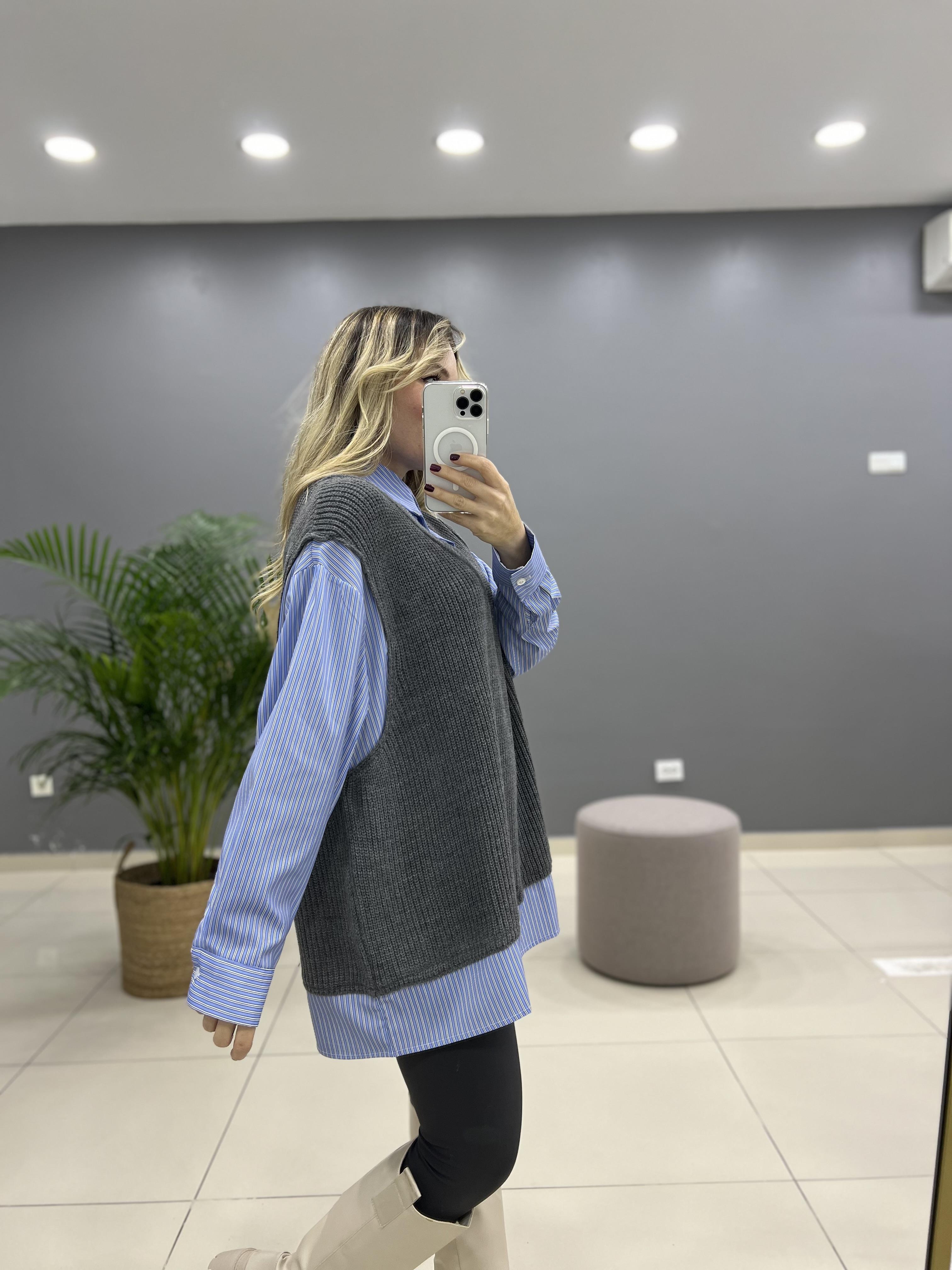 Gömlekli Triko Süveter