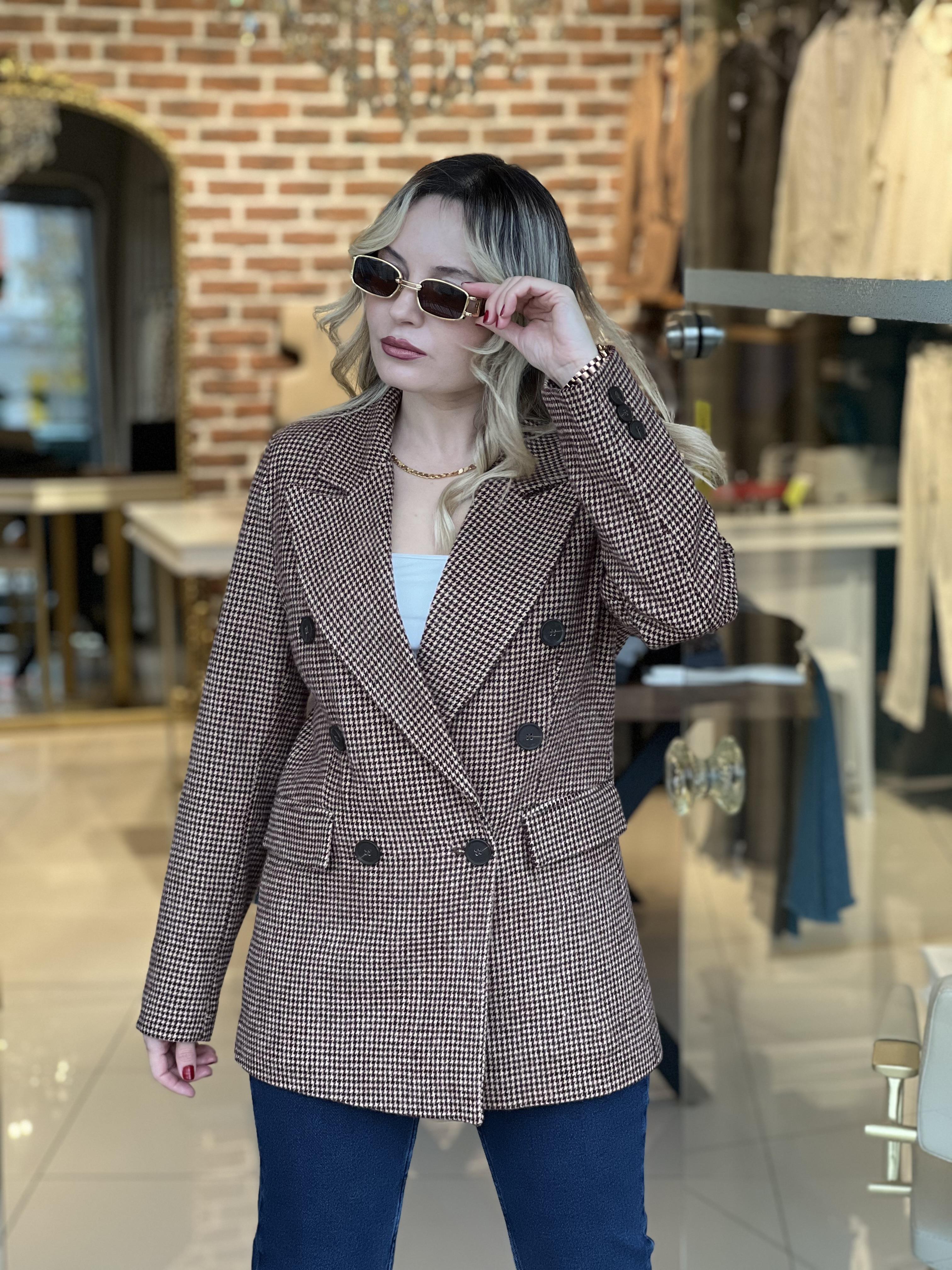 Kazayağı Desen Blazer Ceket