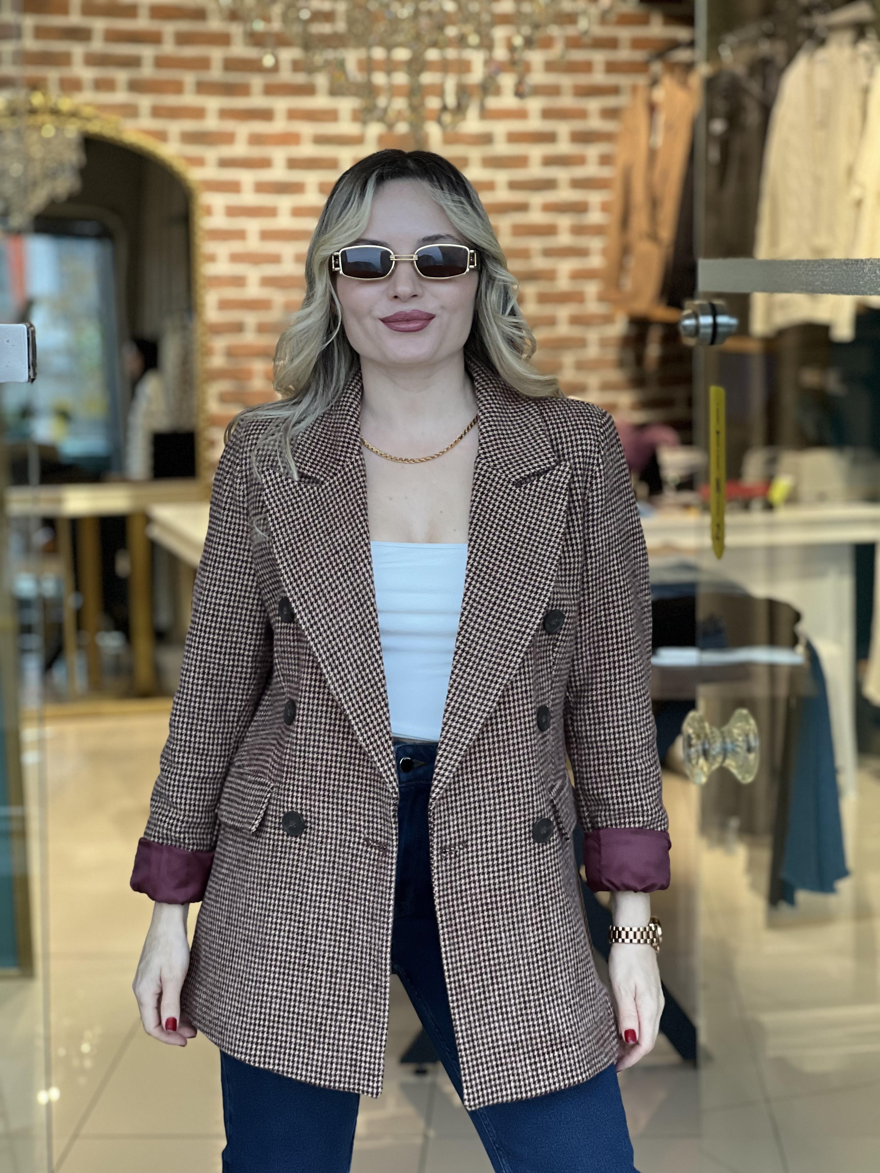Kazayağı Desen Blazer Ceket