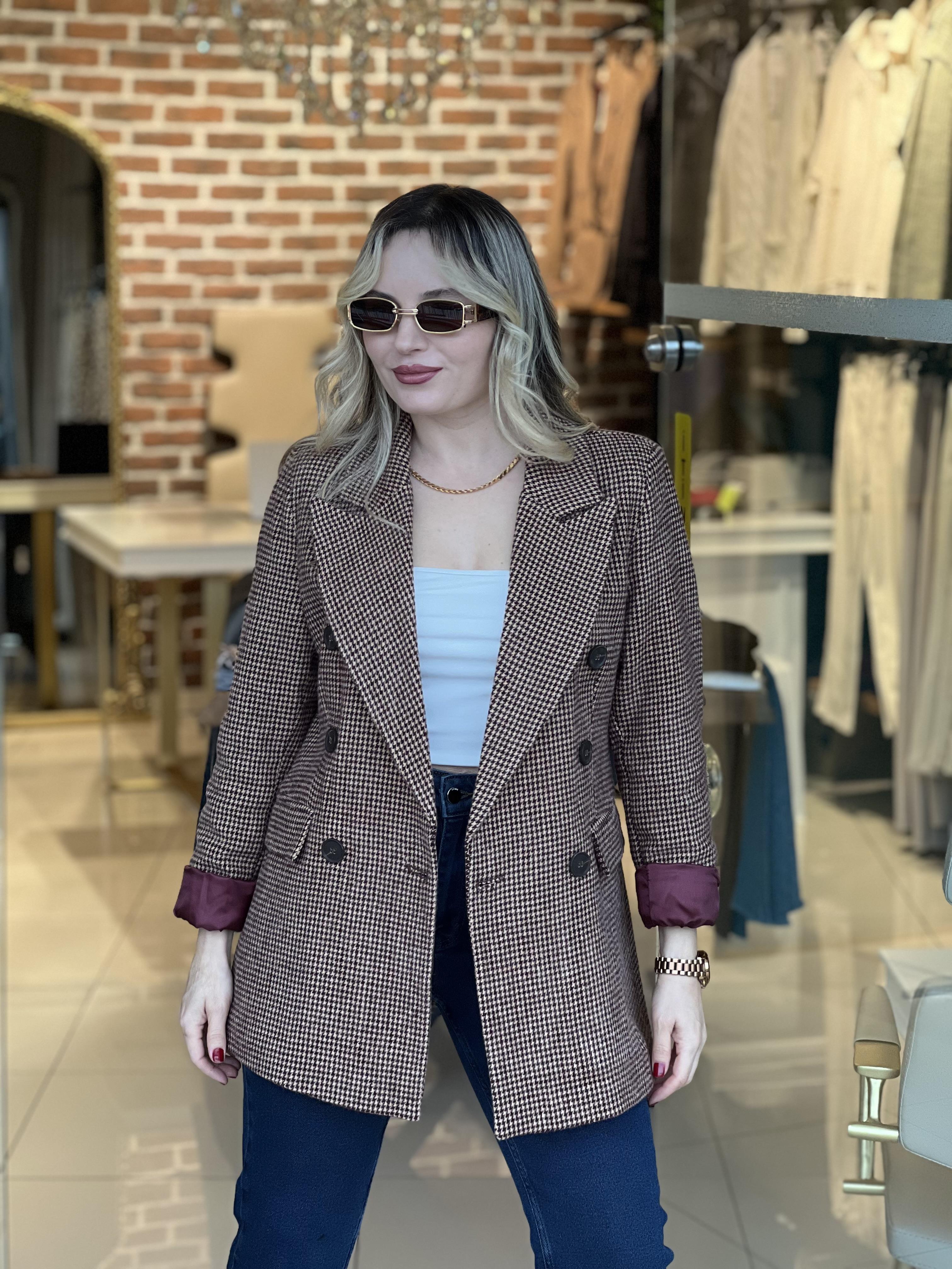 Kazayağı Desen Blazer Ceket