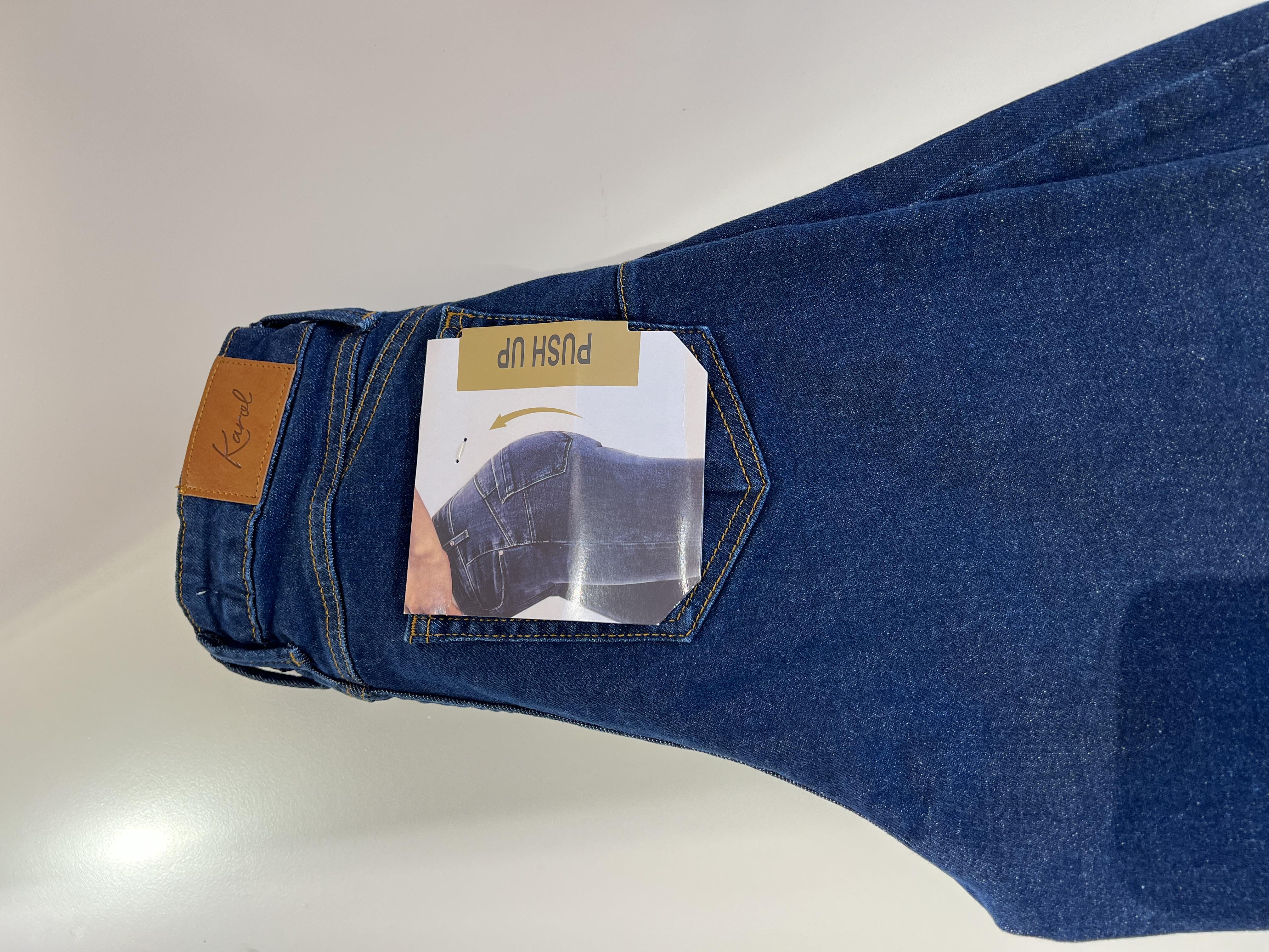 Koyu Mavi Push Uplı İspanyol Paça Jean Pantolon