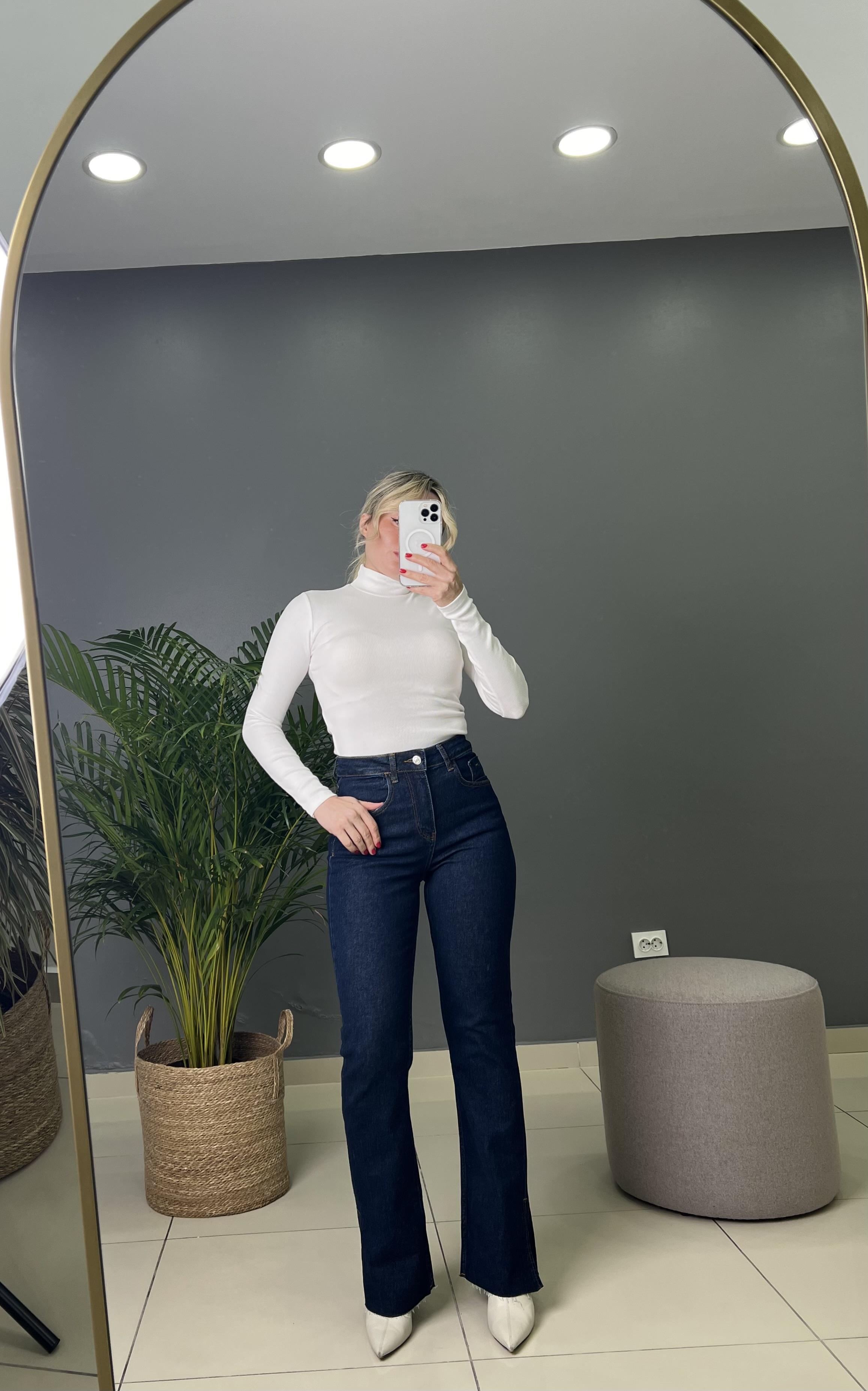 Lacivert  Likralı Jean Pantolon 