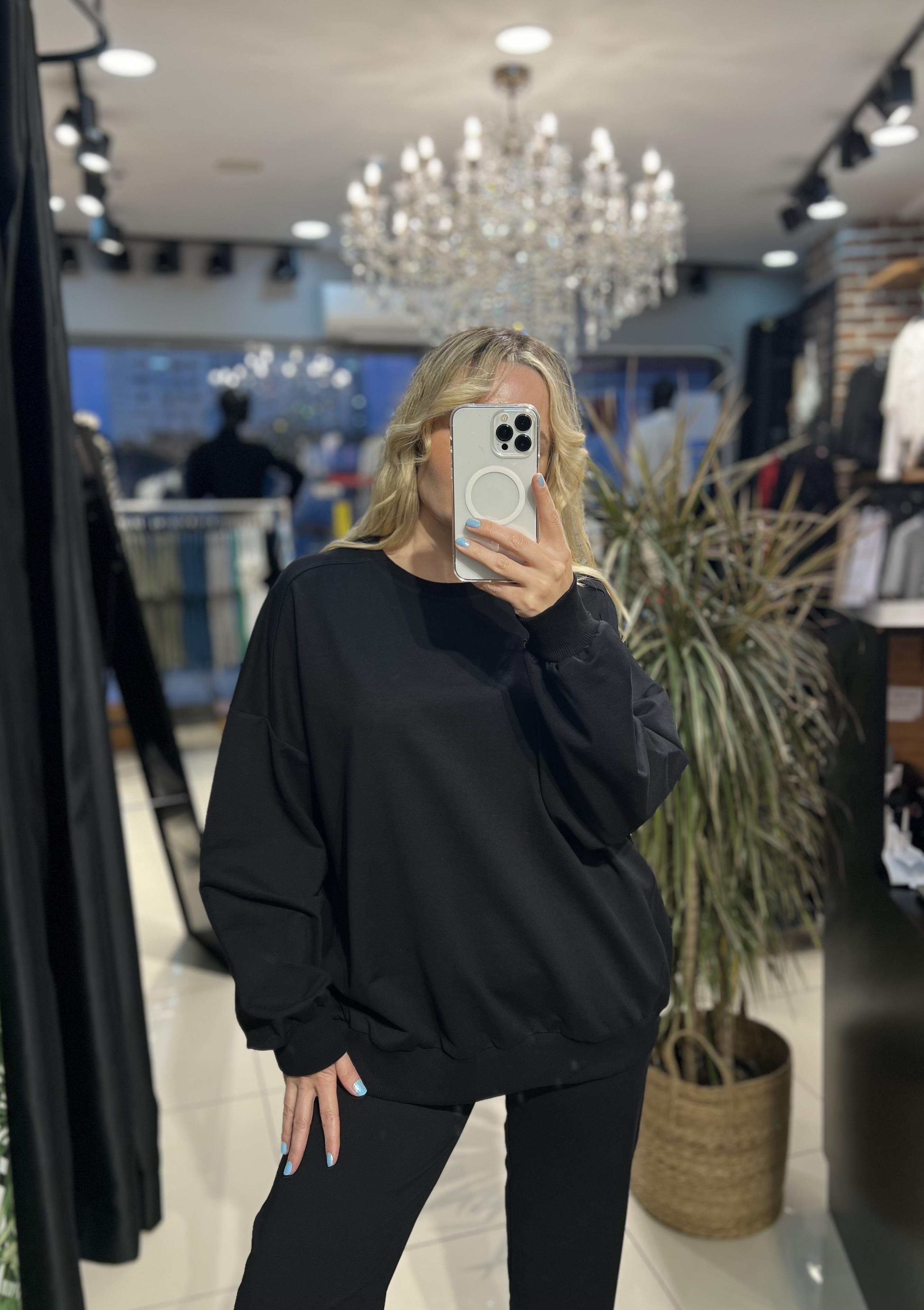 Likralı Güçlü Dokuda Siyah Eşofman Takımı