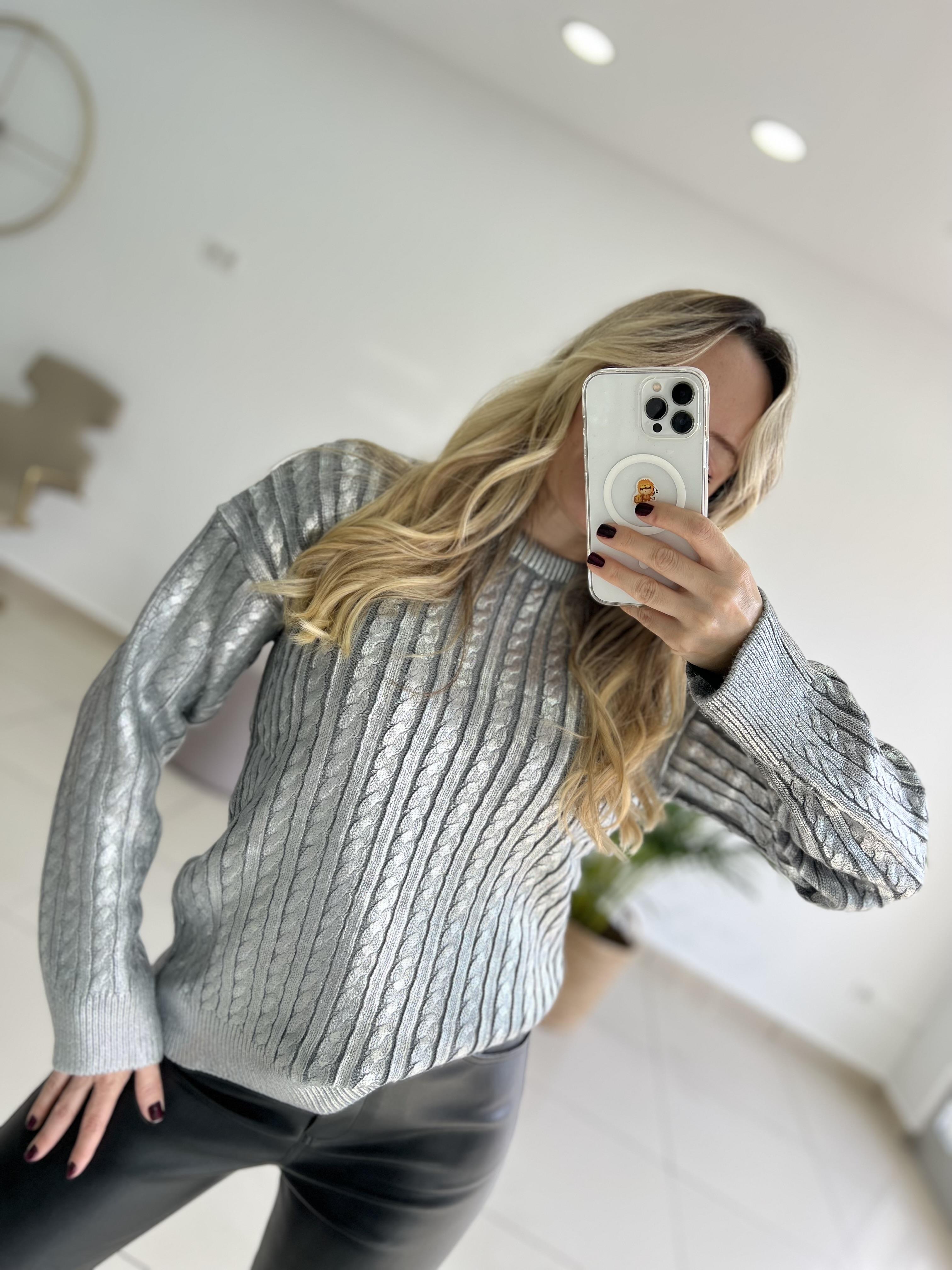 Metalik Varak Baskılı Triko