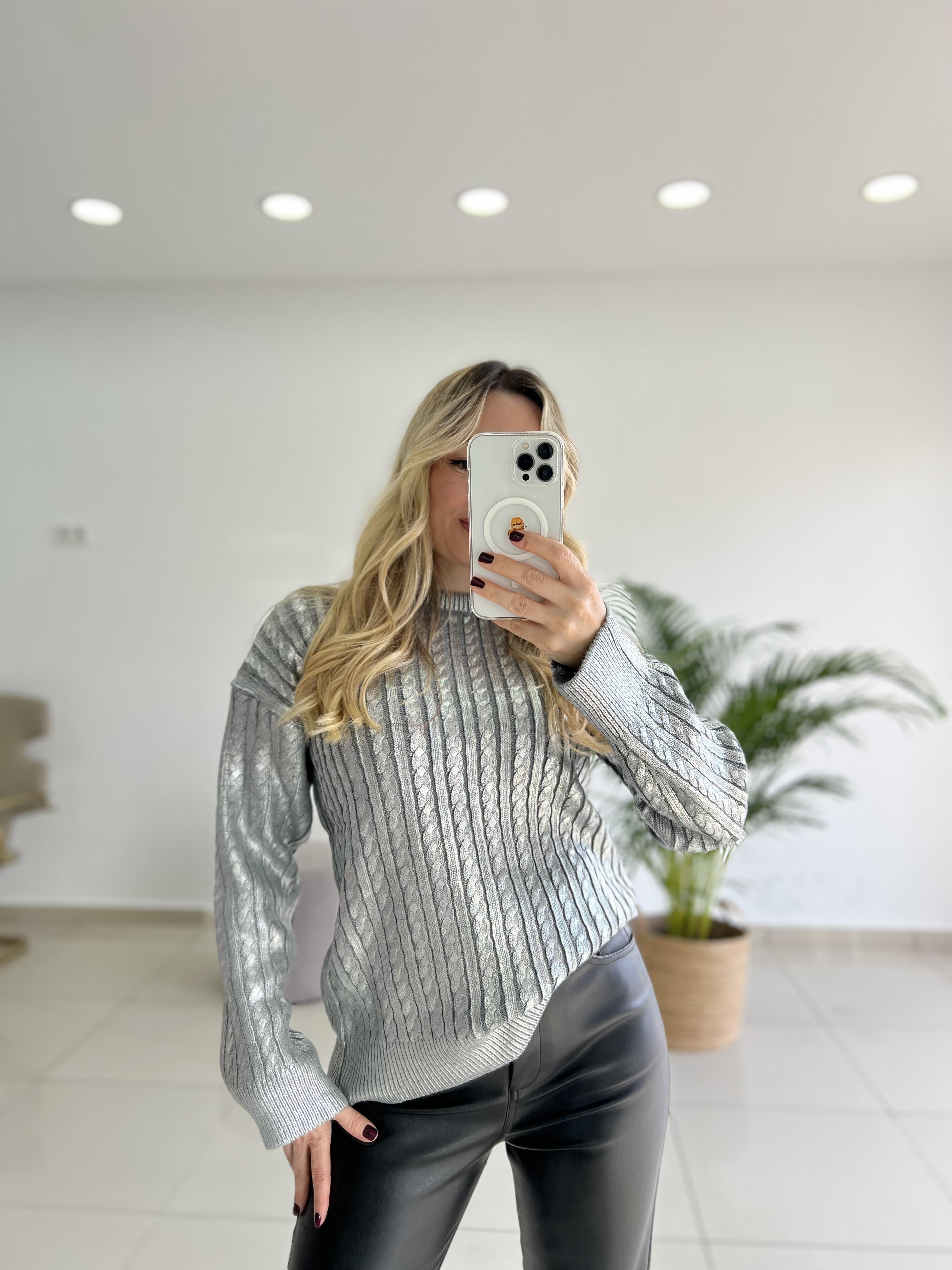 Metalik Varak Baskılı Triko