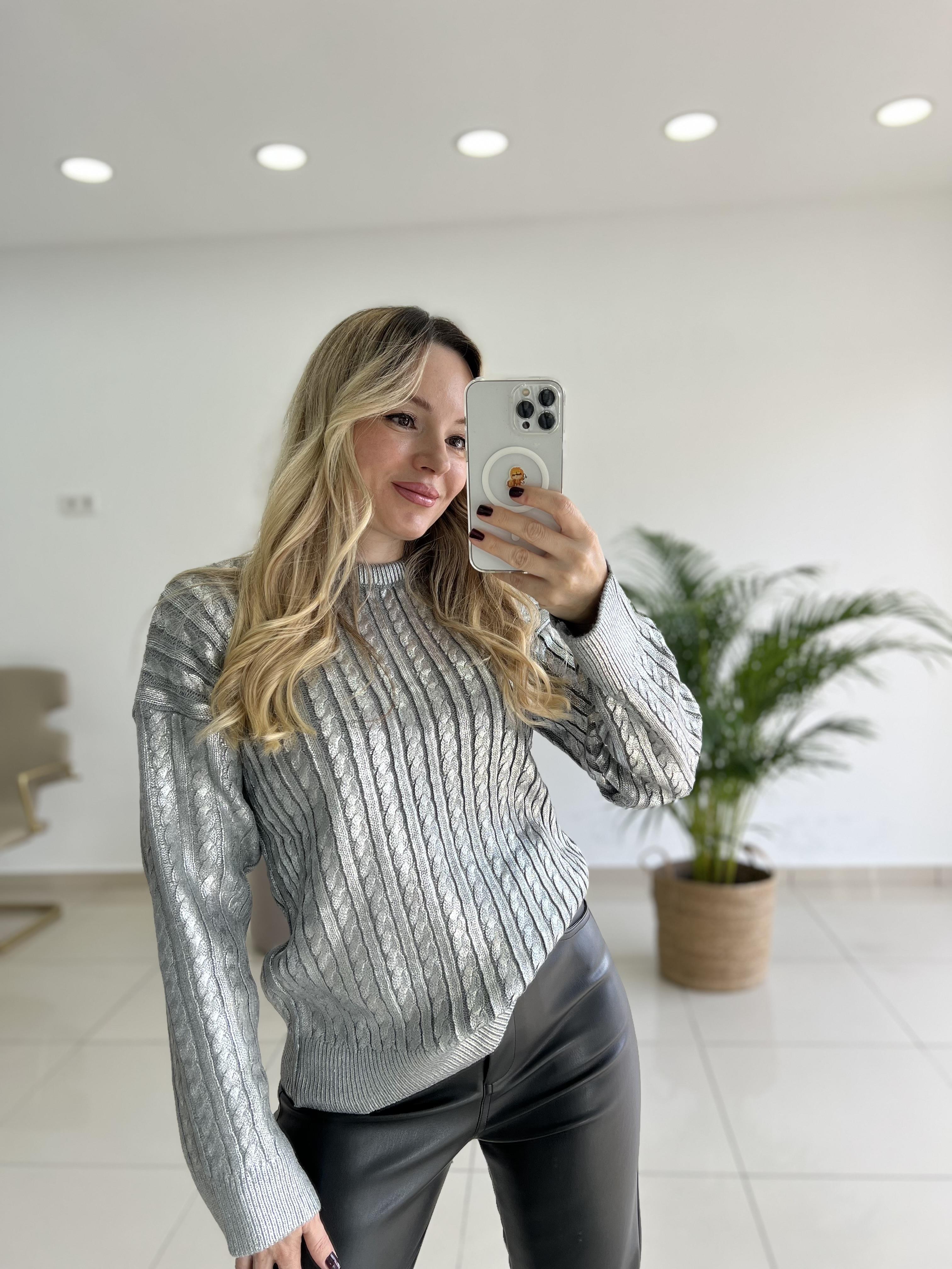 Metalik Varak Baskılı Triko