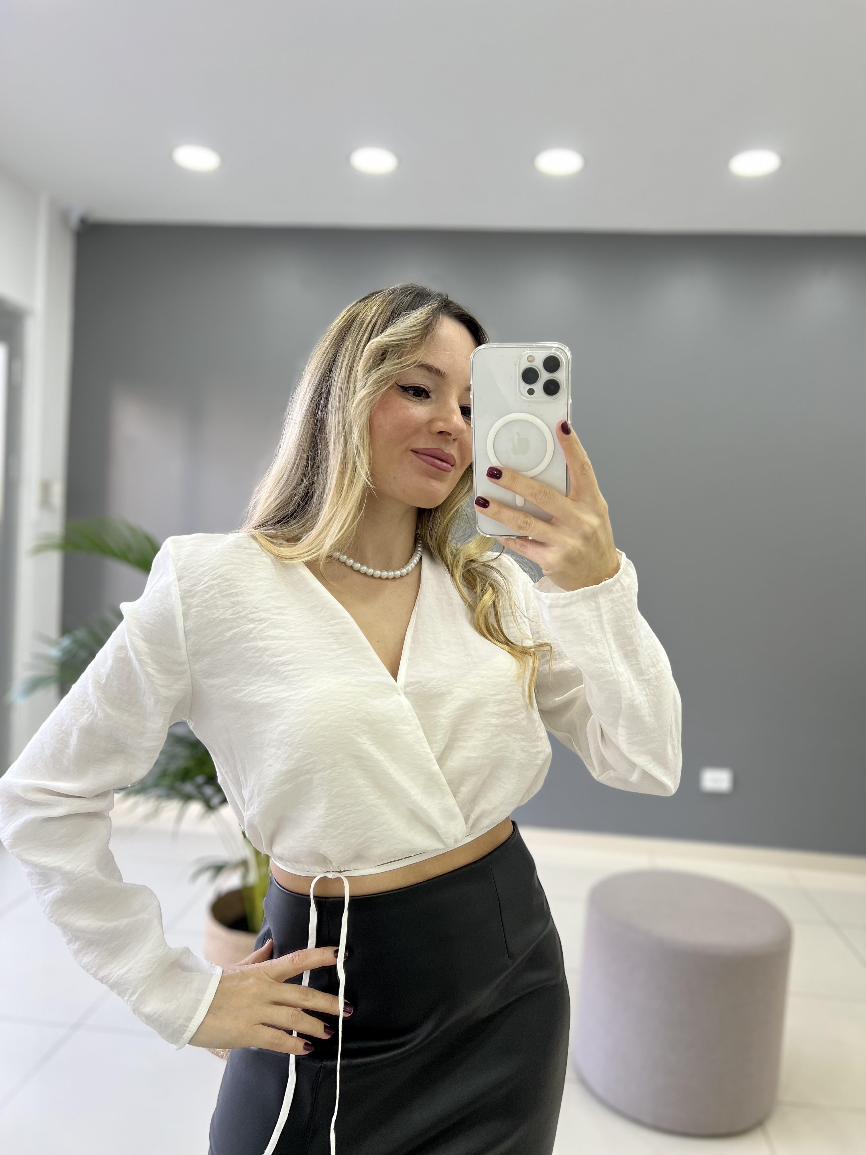 Önden Bağlamalı Crop Gömlek